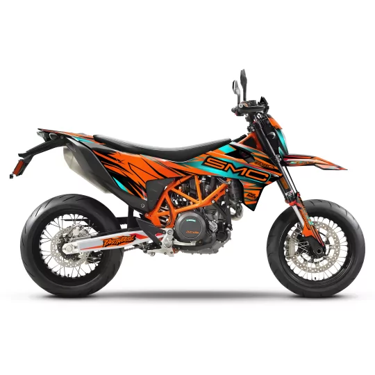 Kit adesivos moto Kit adesivos KTM STOCK V3 ORANGE/TEAL | SM / SMC / SMR