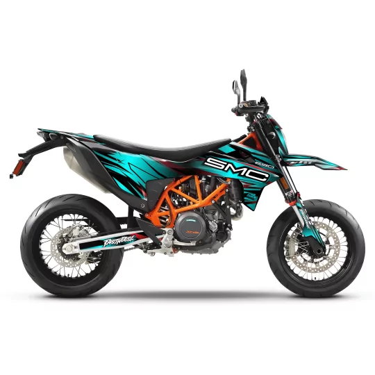 Motorstickerset Stickerset KTM STOCK V3 BLACK/TEAL | SM / SMC / SMR