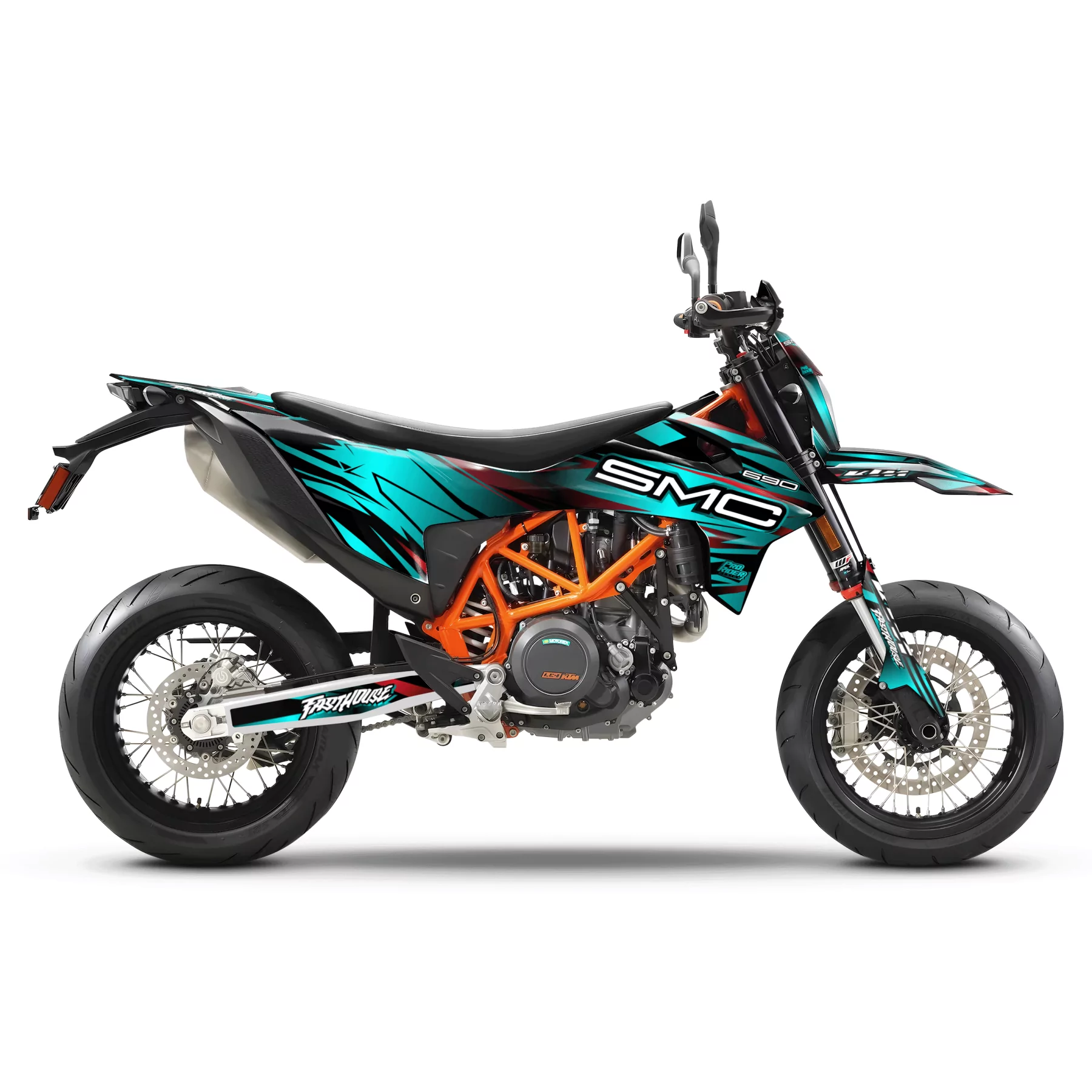 Motorstickerset Stickerset KTM STOCK V3 BLACK/TEAL | SM / SMC / SMR