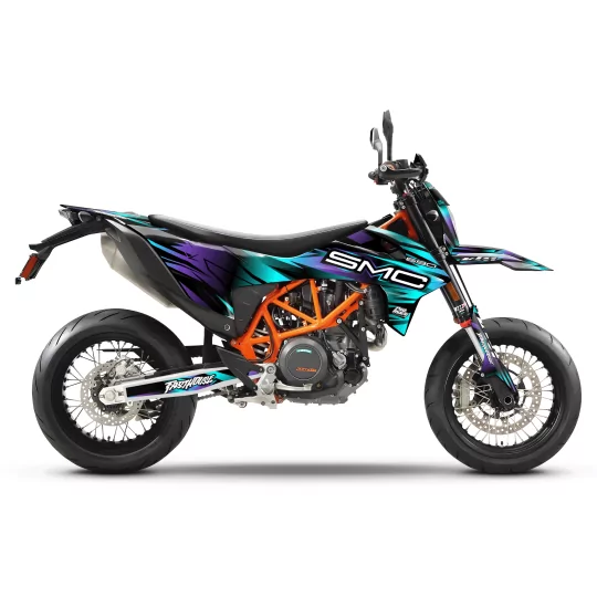 Motorstickerset Stickerset KTM STOCK V3 TEAL/PURPLE | SM / SMC / SMR