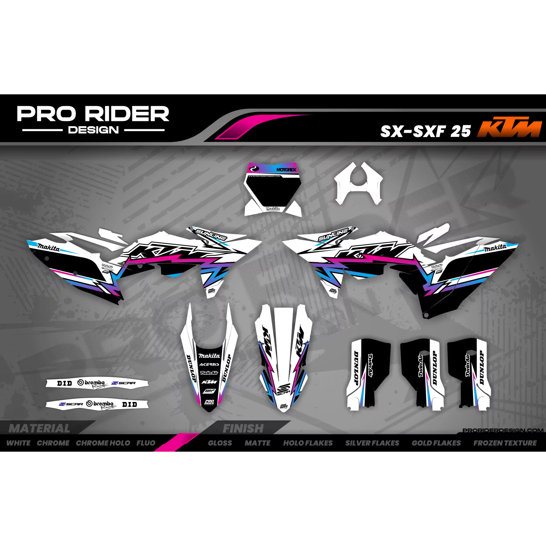 Motorrad-DEKOR DEKOR Motocross für KTM PERSO TRASH WHITE GRADIENT