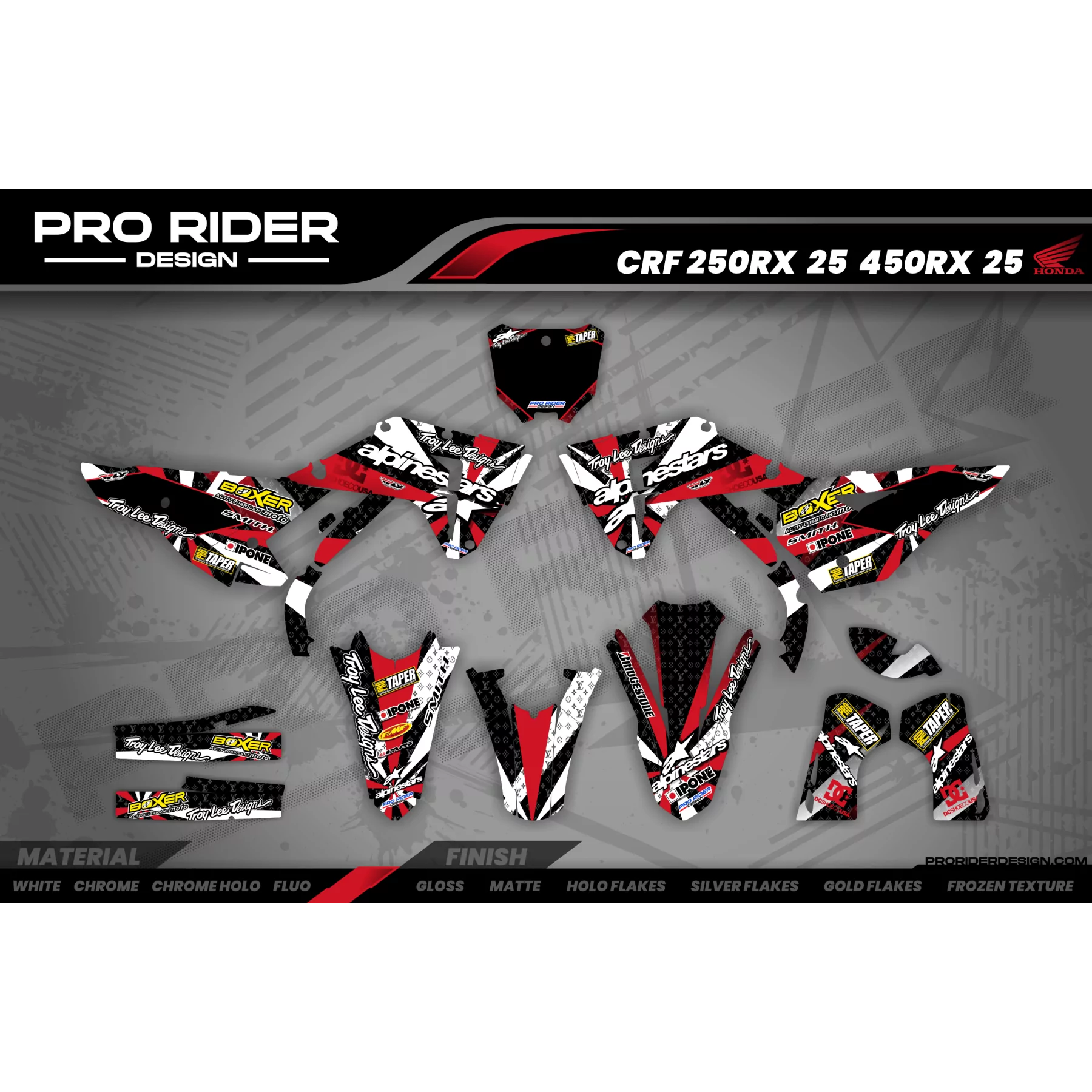 Motorcycle graphics GRAPHICS MOTOCROSS CUSTOM ALPINESTARS red (ref:prda4c)