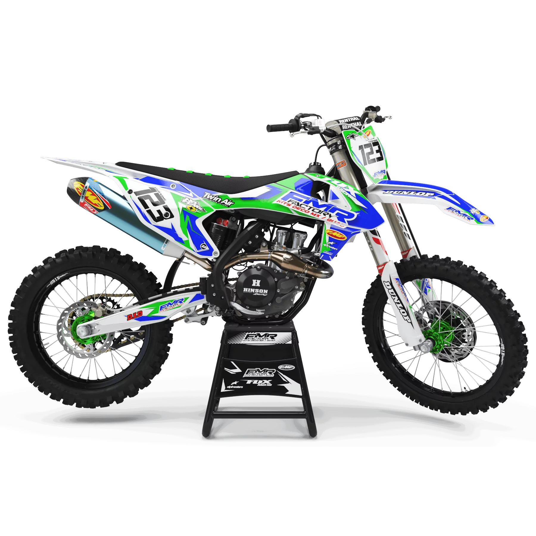 Kit adesivos moto KIT ADESIVOS MOTOCROSS FMR FACTORY verde (ref:prda13b)