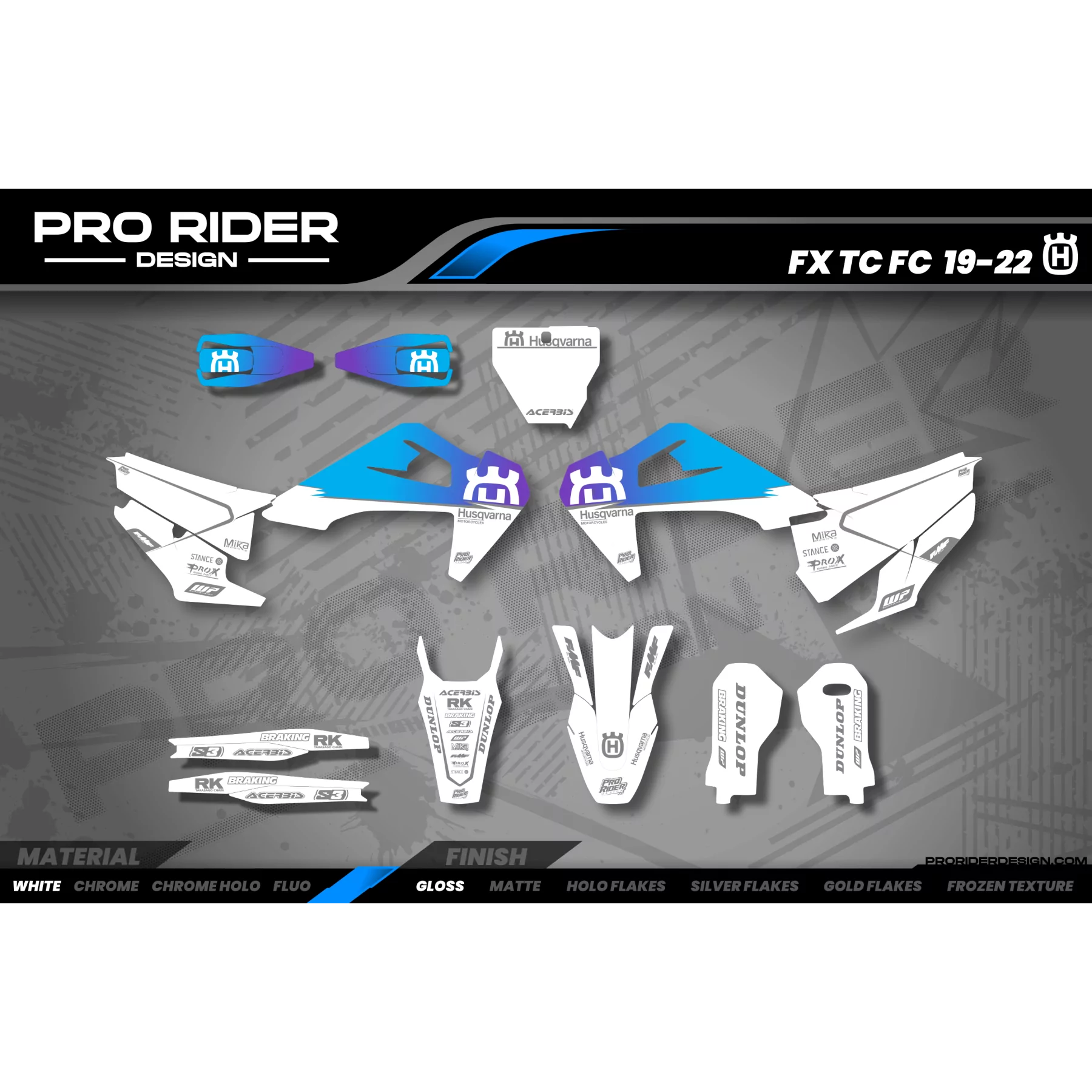 Kit déco moto Kit adesivos HUSQVARNA MX TEST gradient