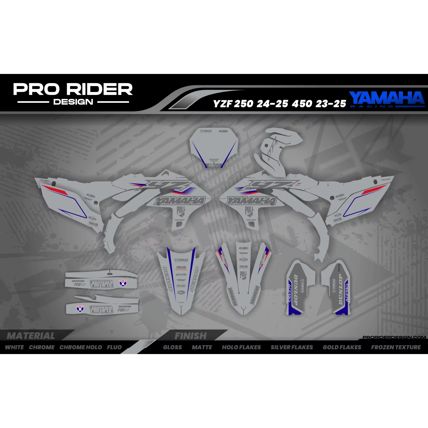 Motorrad Dekor DEKOR Motocross YAMAHA GREY FLAG