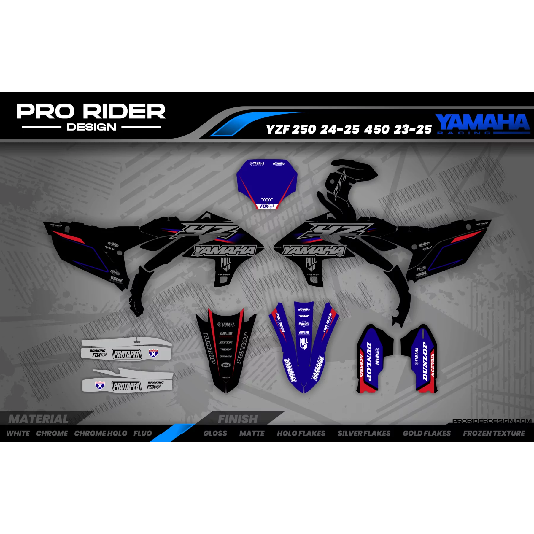 Motorrad Dekor DEKOR Motocross YAMAHA BLACK FLAG