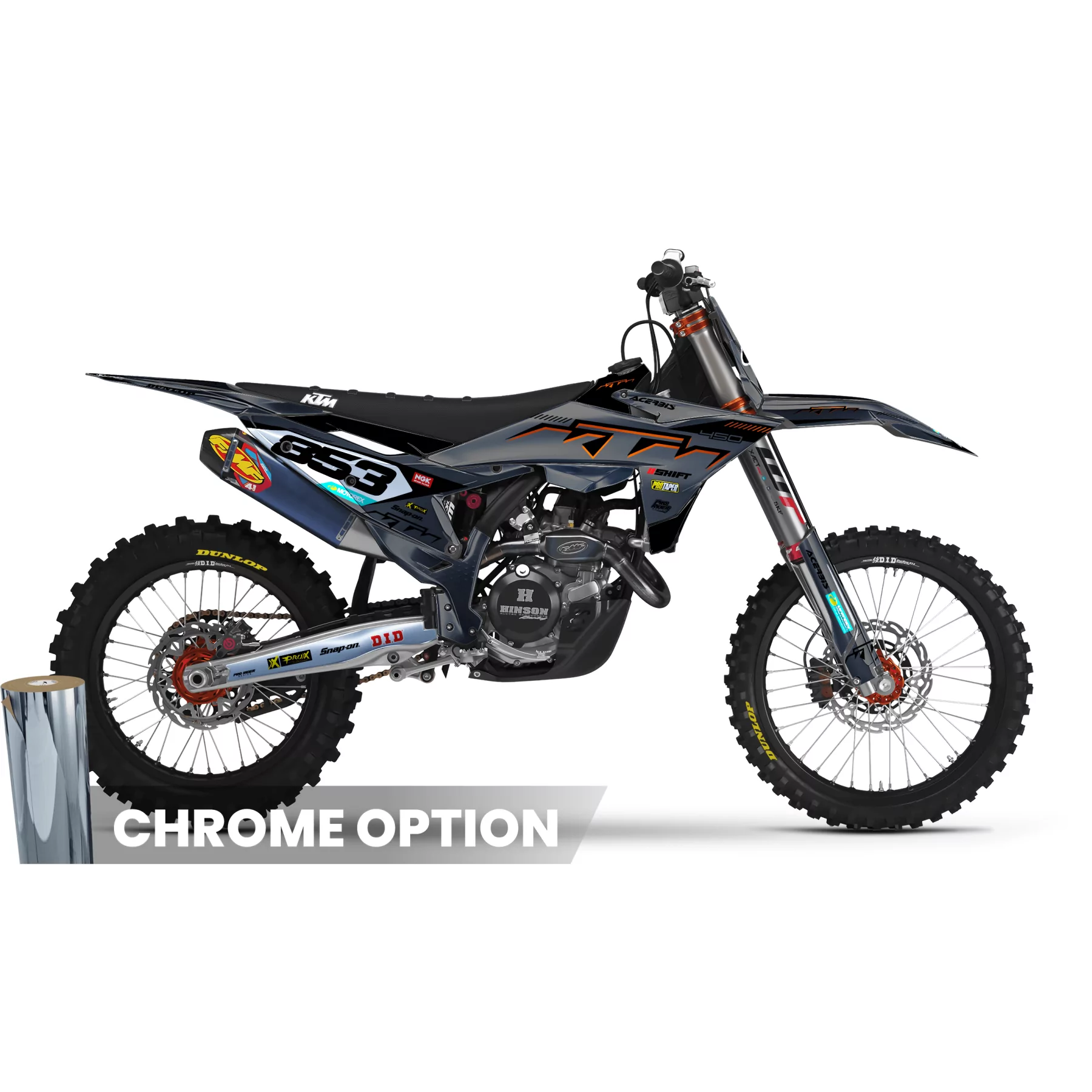 Kit déco moto Kit déco Motocross KTM SX SXF EXC | Shadow Edition | Grey black