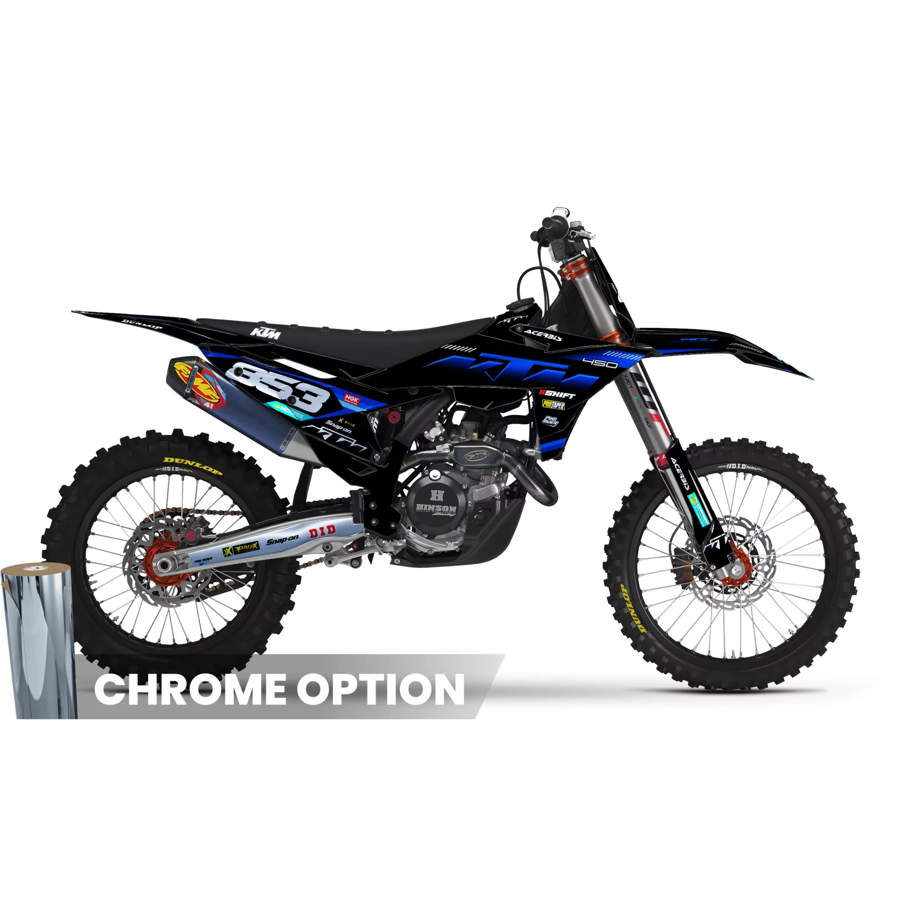 Moto stickerset Stickerset Motocross KTM SX SXF EXC | Shadow Edition | Black blue