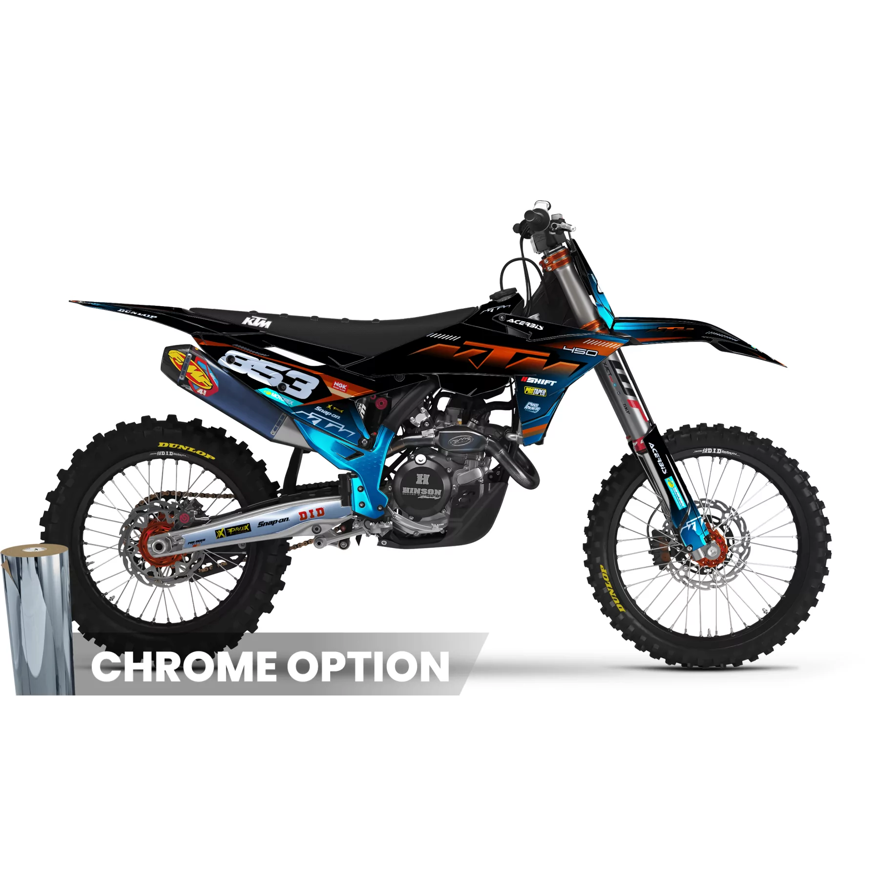 Moto stickerset Stickerset Motocross KTM SX SXF EXC | Shadow Edition | Black orange dark teal