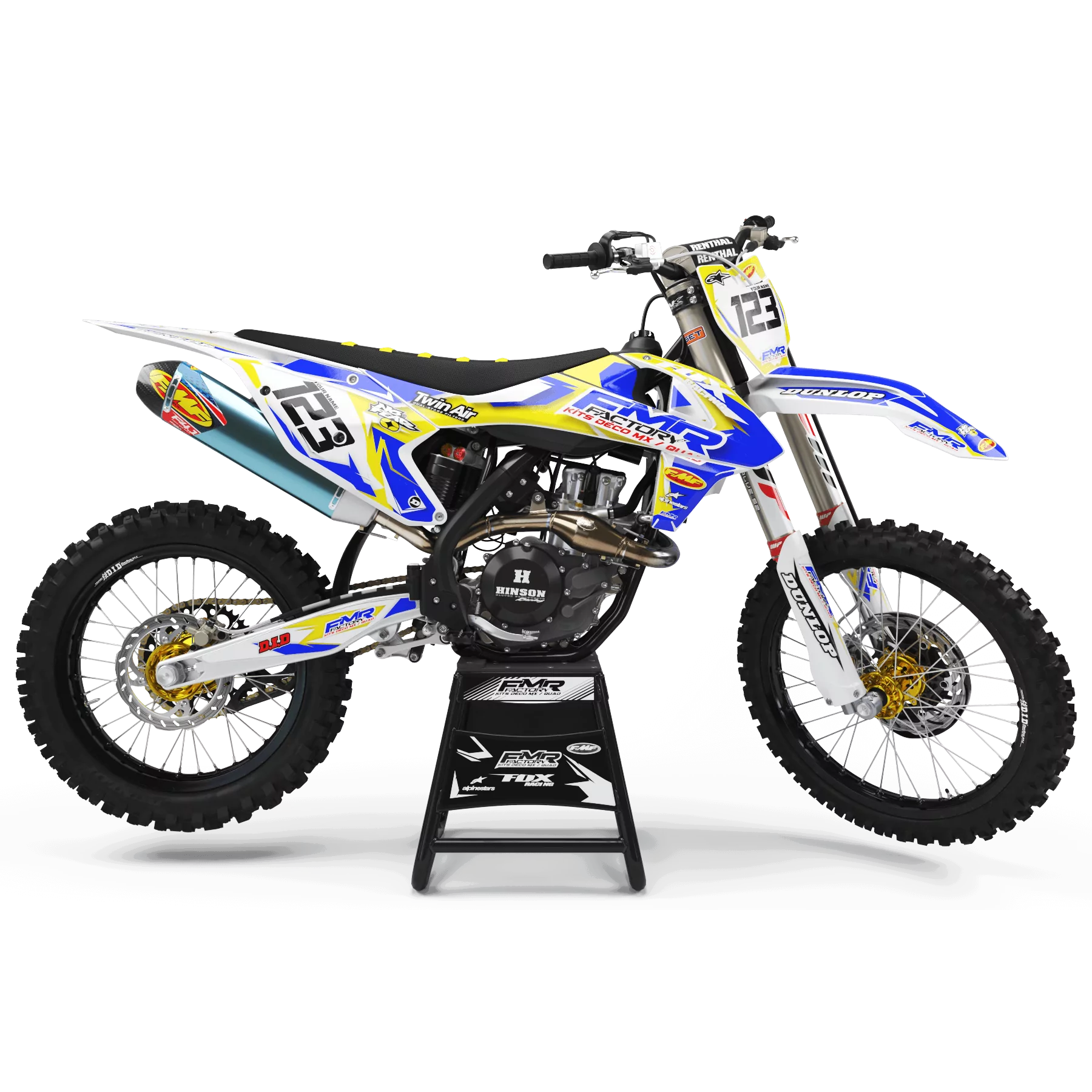 Kit adesivos moto KIT ADESIVOS MOTOCROSS FMR FACTORY amarelo (ref:prda13d)
