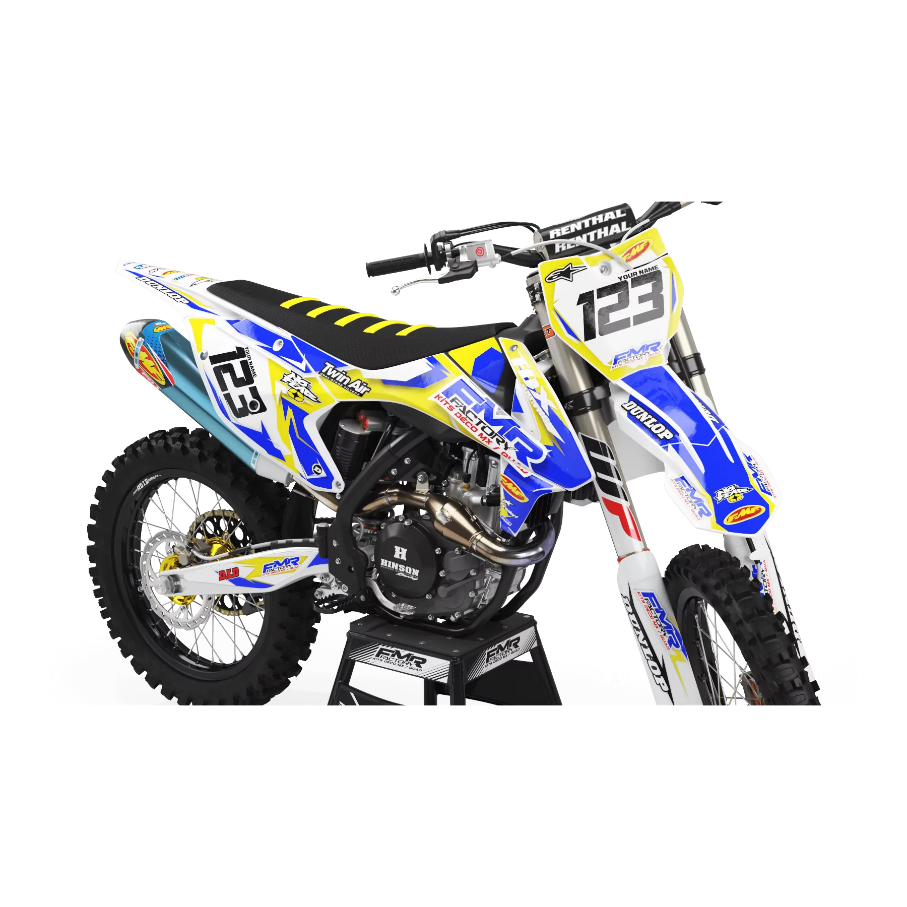 Kit adesivos moto KIT ADESIVOS MOTOCROSS FMR FACTORY amarelo (ref:prda13d)