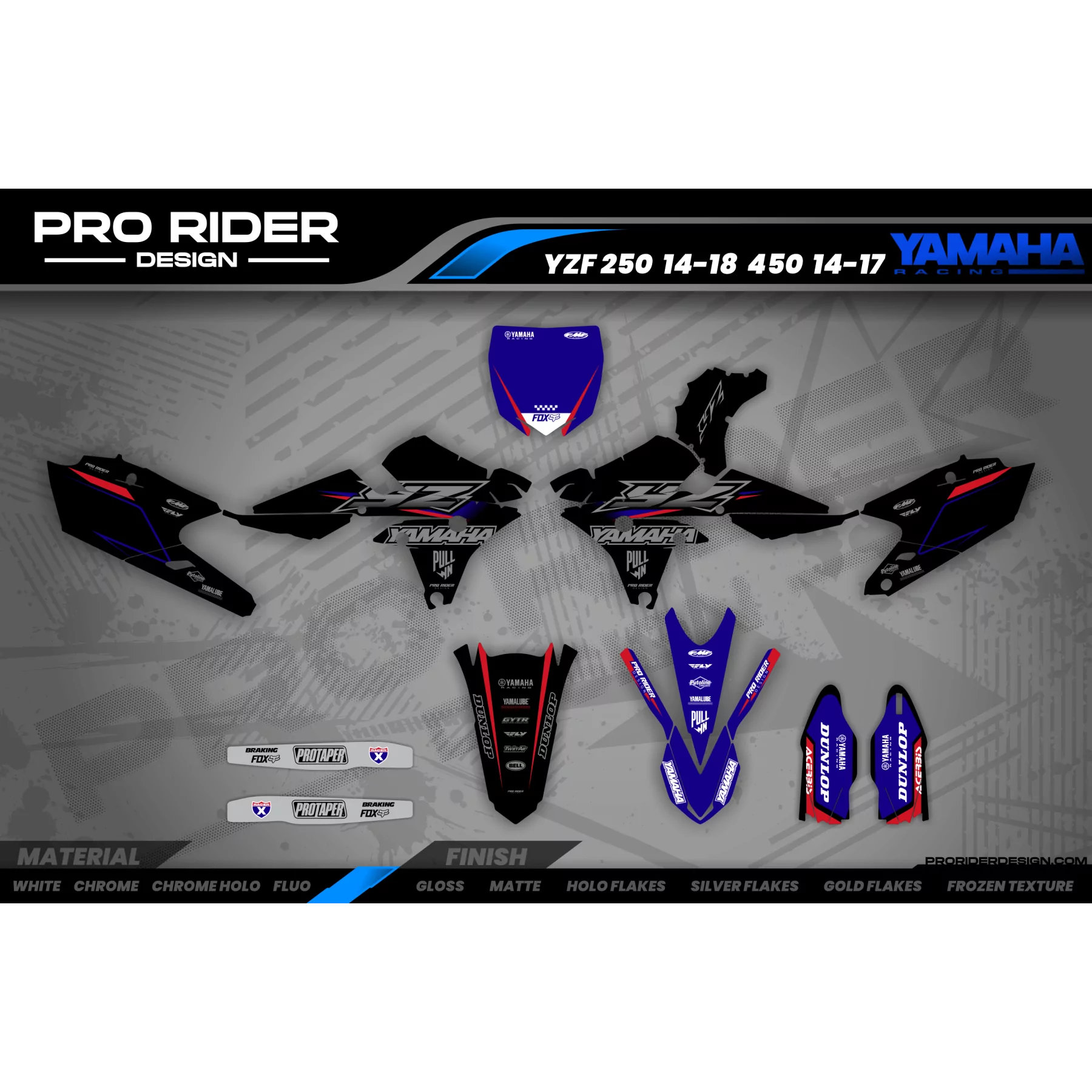 Motorrad Dekor-Kit Dekor Motocross YAMAHA BLACK FLAG