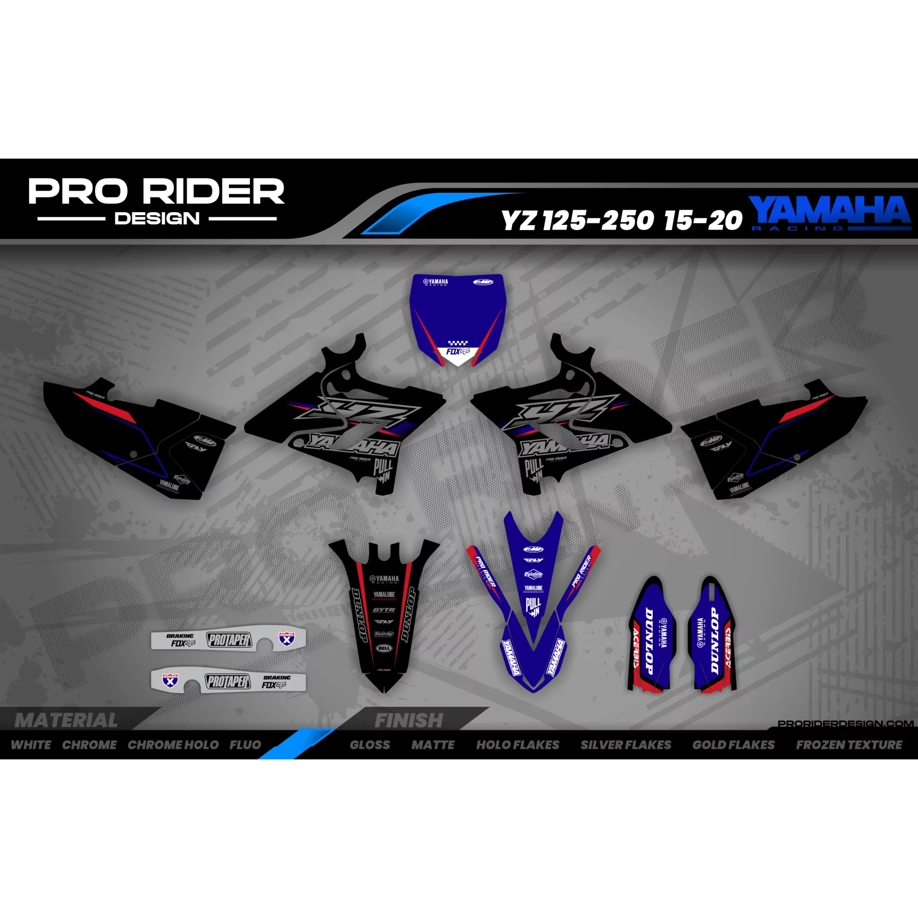 Motorrad Dekor-Kit Dekor Motocross YAMAHA BLACK FLAG