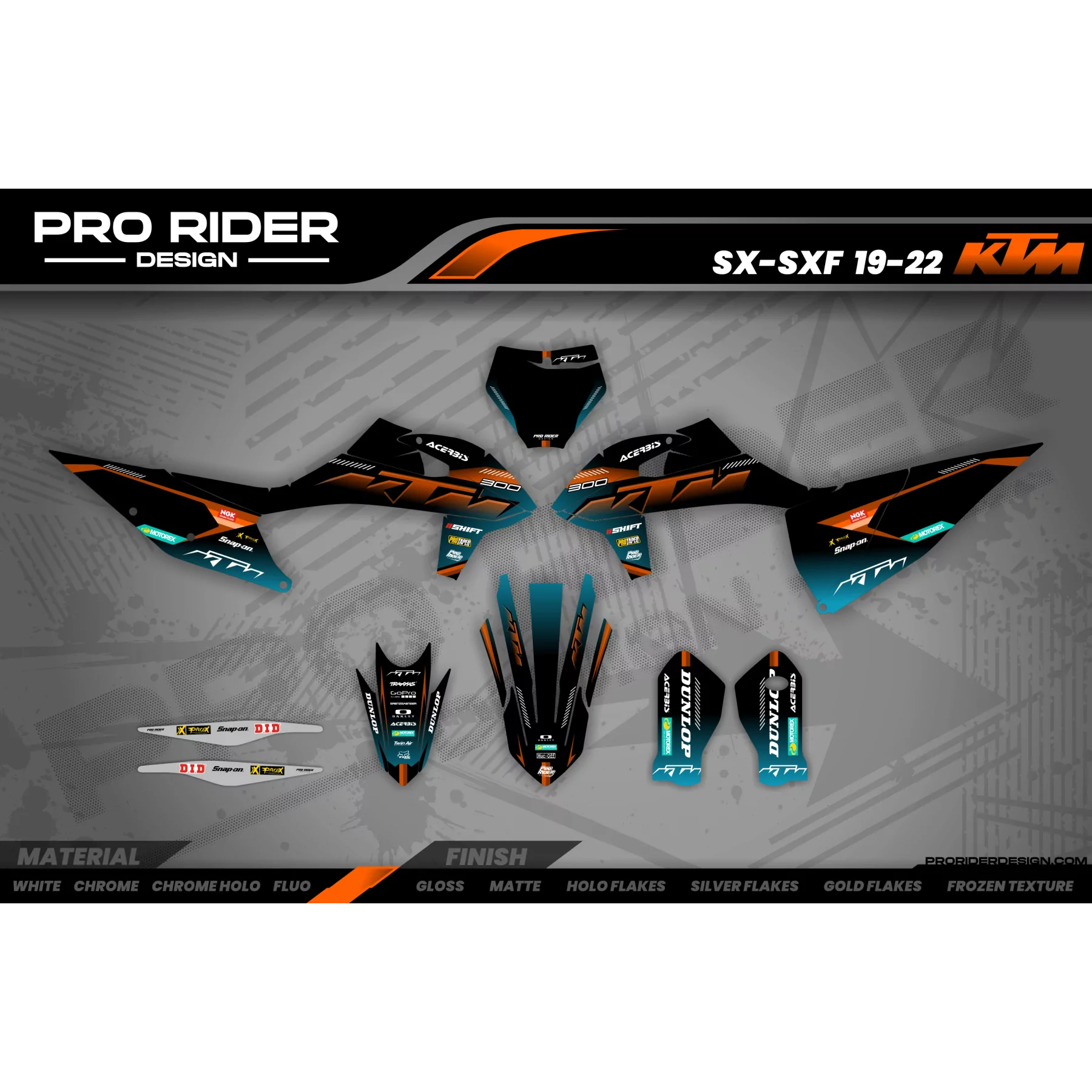 Kit adesivos moto Kit adesivos Motocross KTM SX SXF EXC | Shadow Edition | Black orange dark teal