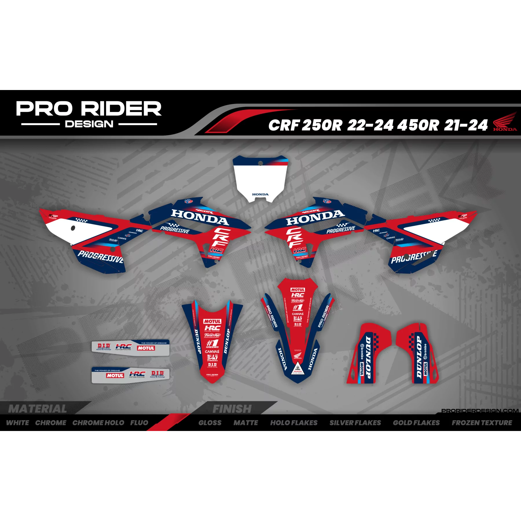 Kit adesivos moto KIT ADESIVOS Motocross HONDA TEAM HRC PROGRESSIVE | RED