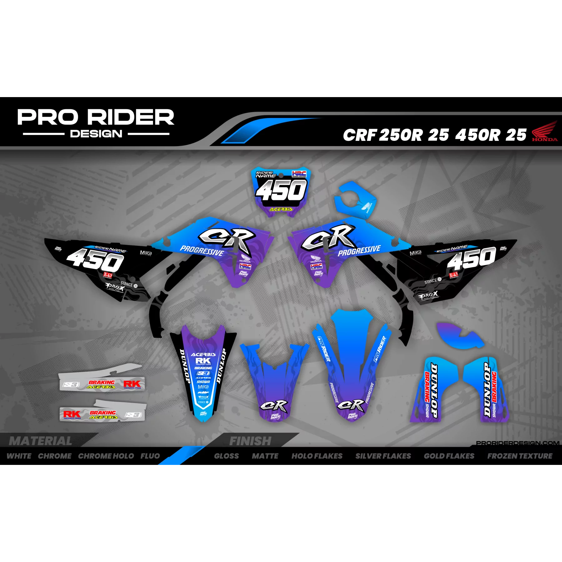 Kit adesivos moto KIT ADESIVOS Motocross HONDA PROGRESSIVE