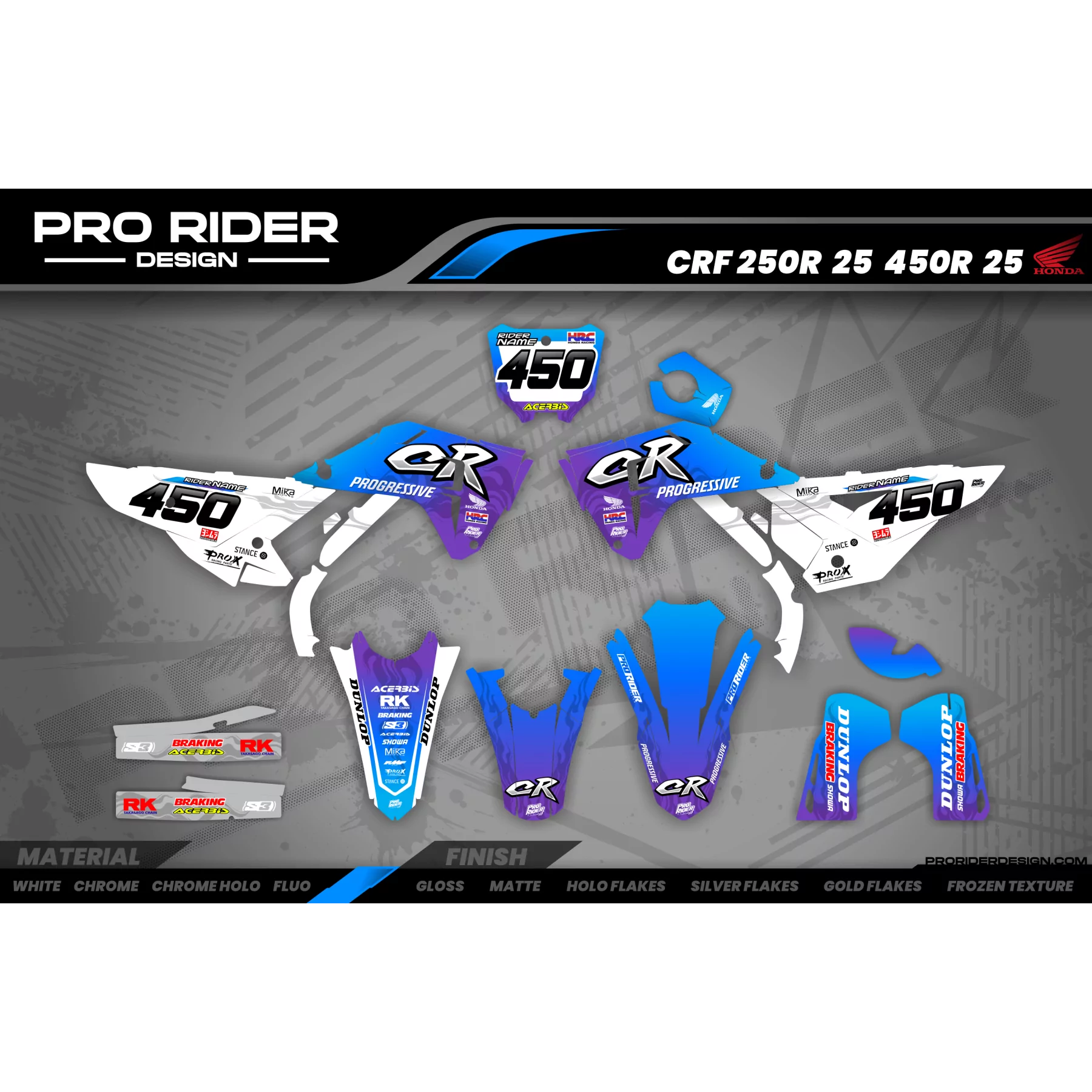 Kit adesivos moto KIT ADESIVOS Motocross HONDA PROGRESSIVE BLANK