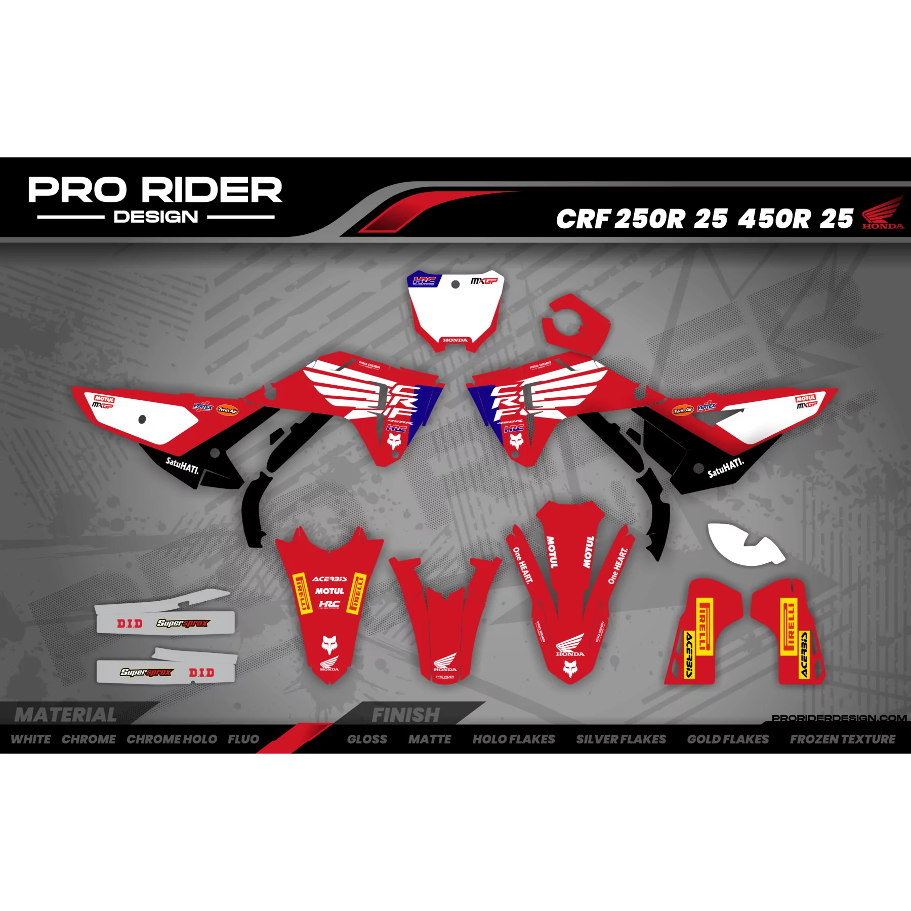 Kit adesivos moto KIT ADESIVOS Motocross HONDA | HRC RED WINGS