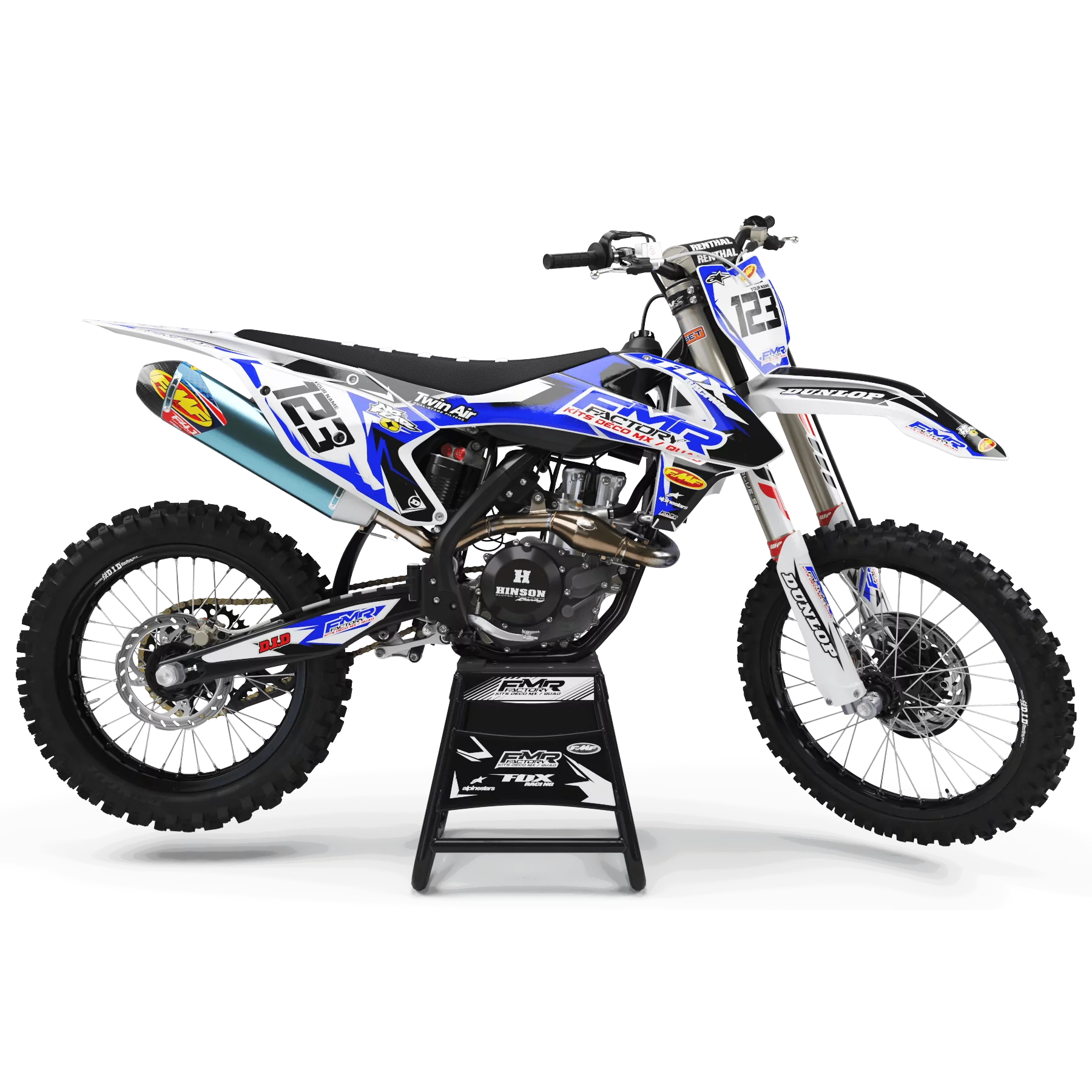 Kit adesivos moto KIT ADESIVOS MOTOCROSS FMR FACTORY azul (ref:prda13e)