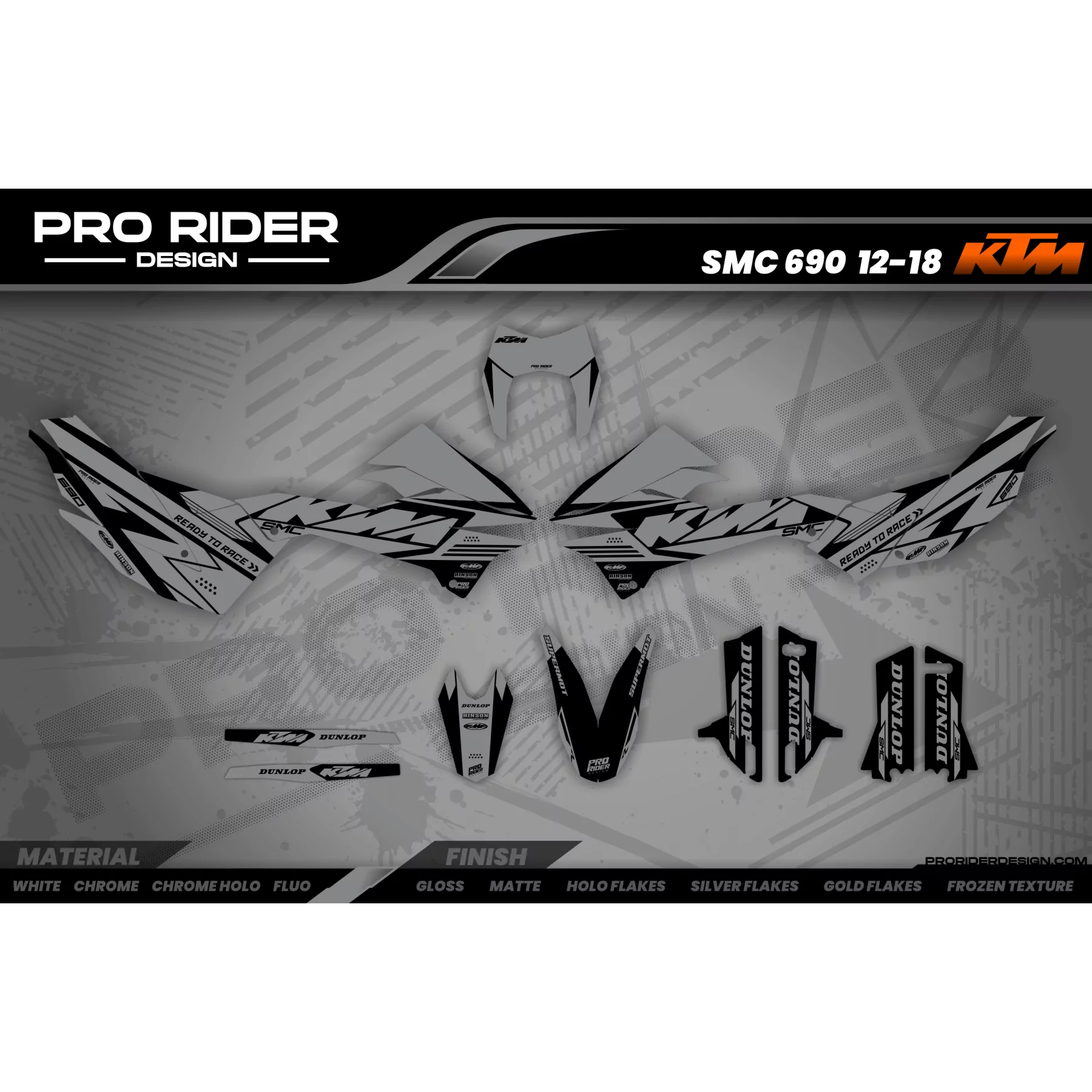 Kit adesivos moto Kit adesivos SUPERMOTARD | READY TO RACE | 690 SMC | Black Grey