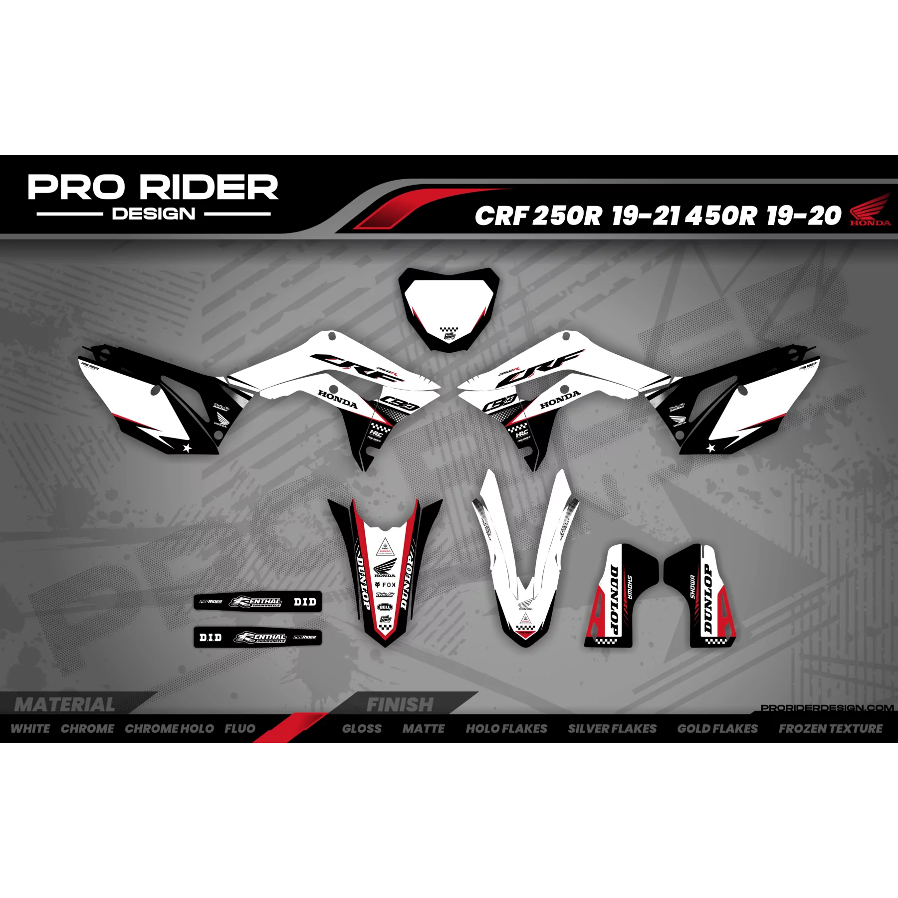 Kit adesivos moto Kit adesivos Motocross personalizado HONDA MEGA WHITE