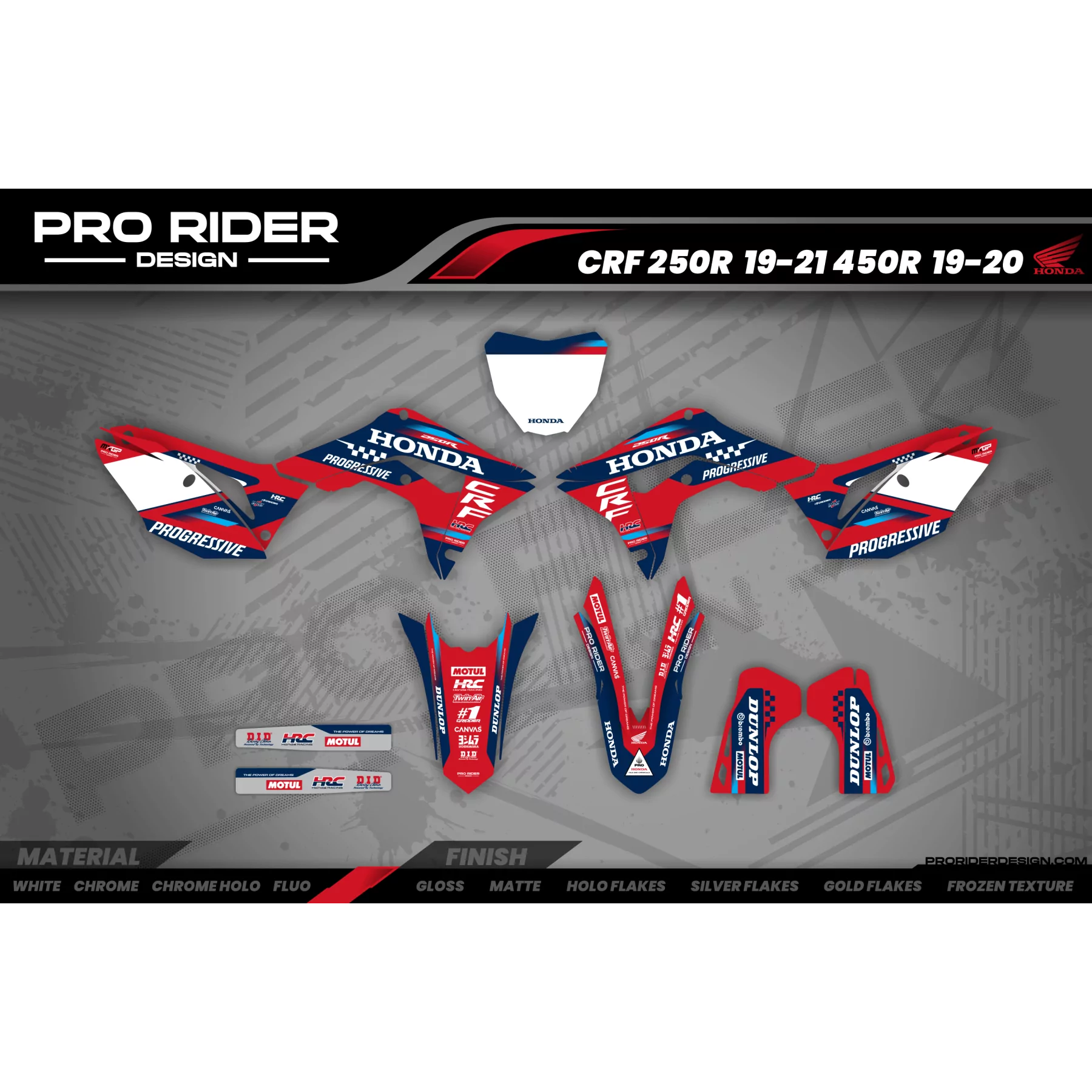 Kit adesivos moto KIT ADESIVOS Motocross HONDA TEAM HRC PROGRESSIVE | RED