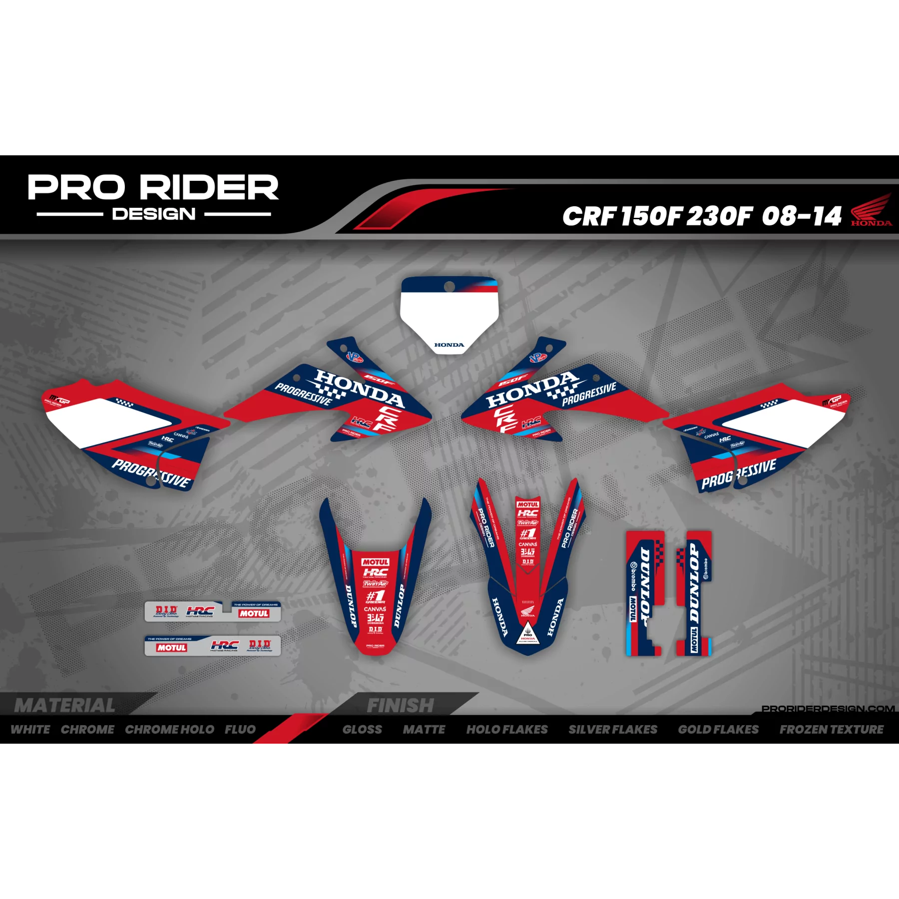 Kit adesivos moto KIT ADESIVOS Motocross HONDA TEAM HRC PROGRESSIVE | RED