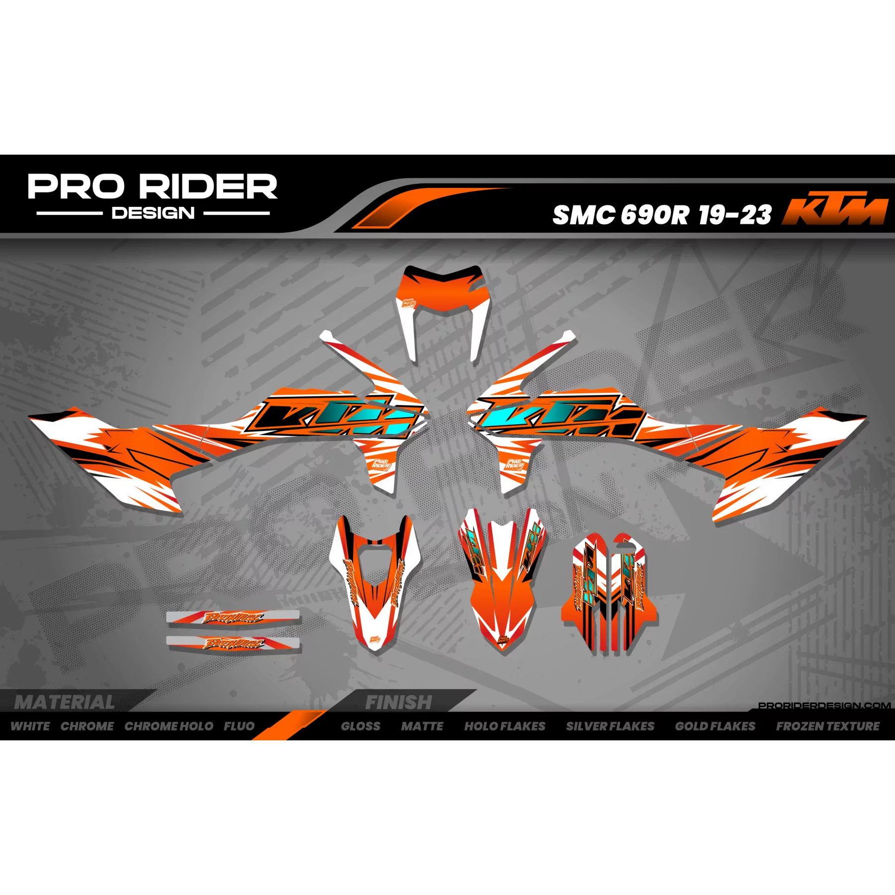 Kit adesivos moto Kit adesivos KTM STOCK V2 WHITE/TEAL | SM / SMC / SMR