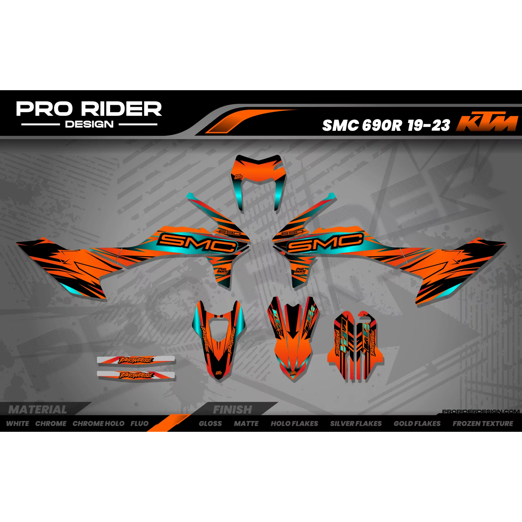 Kit adesivos moto Kit adesivos KTM STOCK V3 ORANGE/TEAL | SM / SMC / SMR