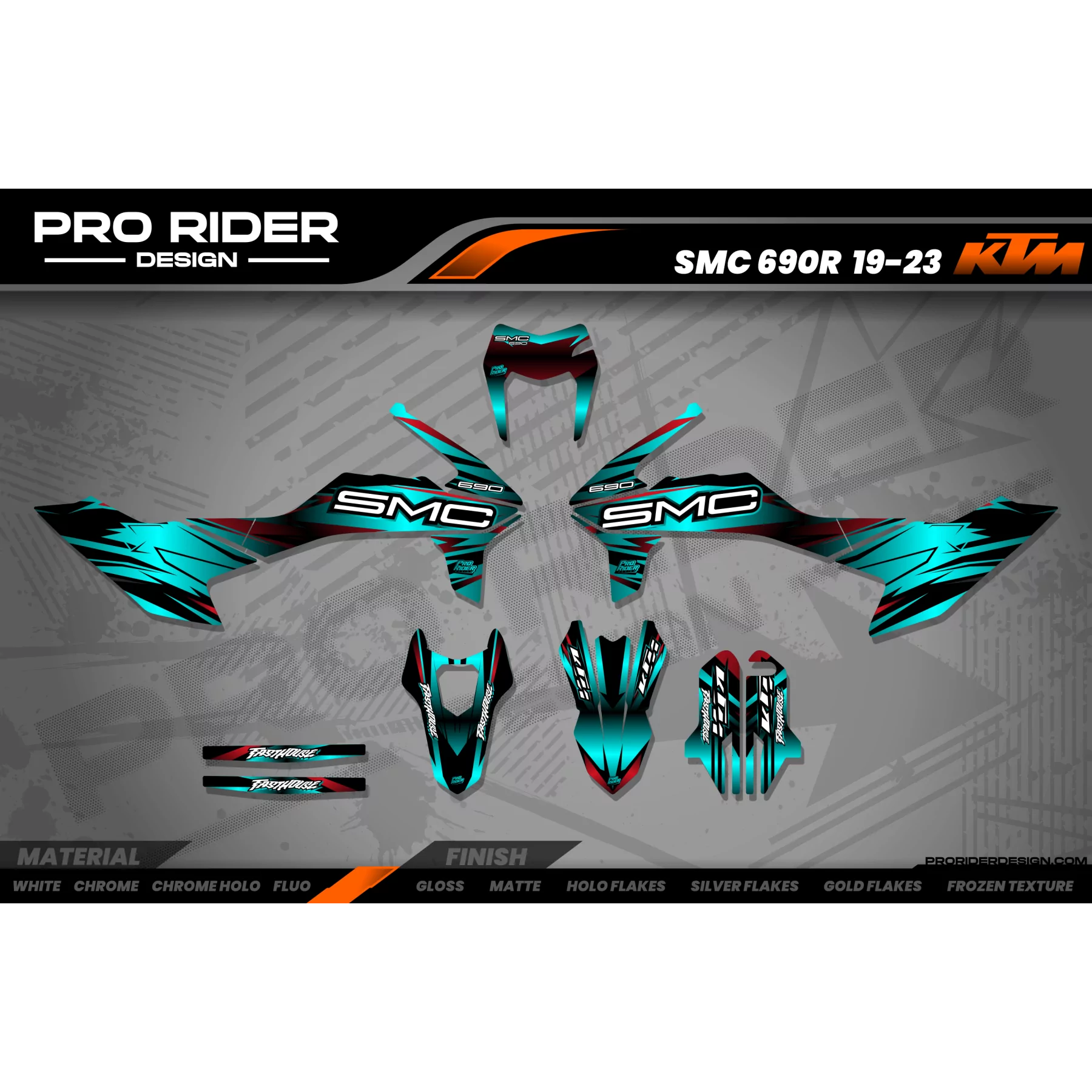 Kit déco moto Kit déco KTM STOCK V3 BLACK/TEAL | SM / SMC / SMR