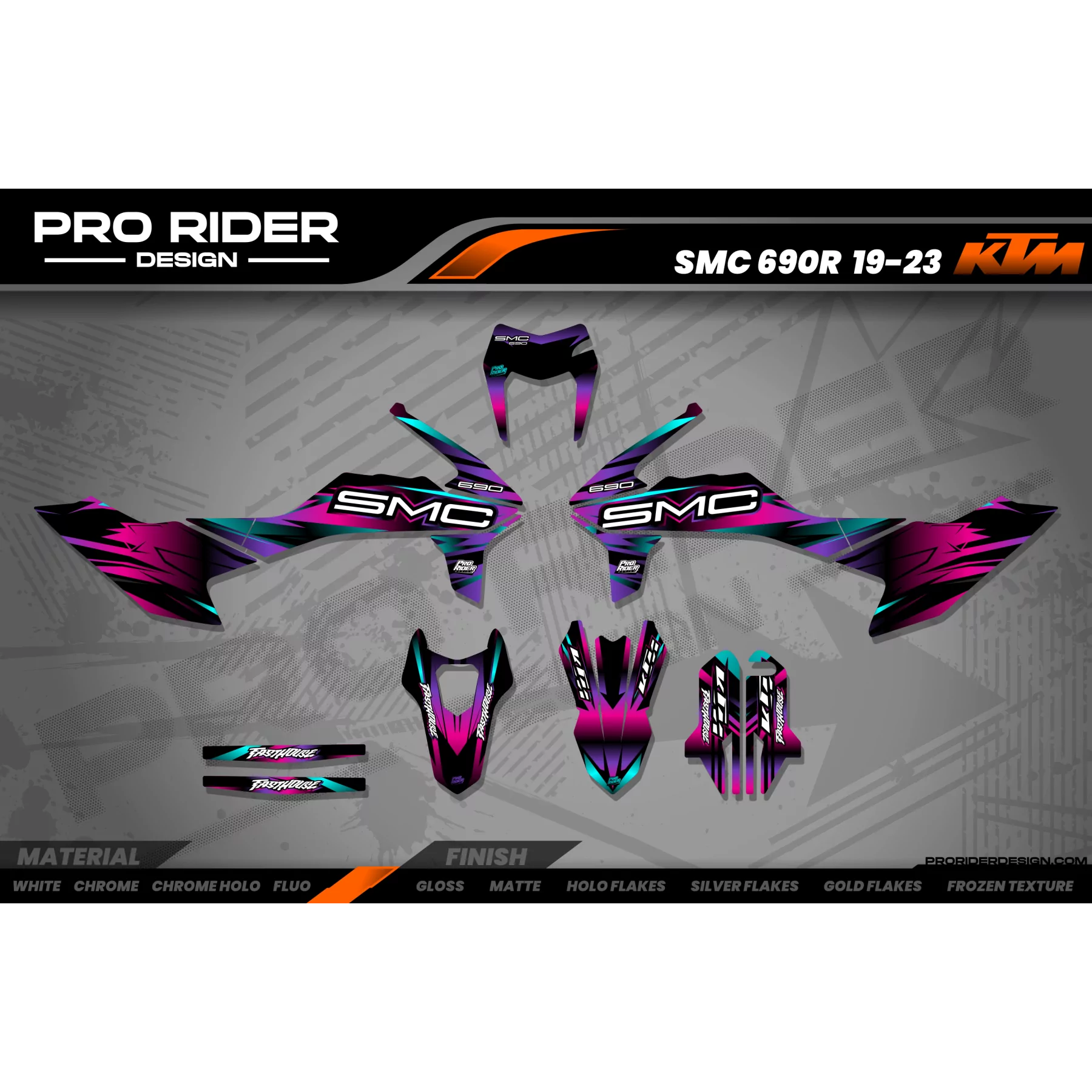 Kit adesivos moto Kit adesivos KTM STOCK V3 PINK/PURPLE | SM / SMC / SMR