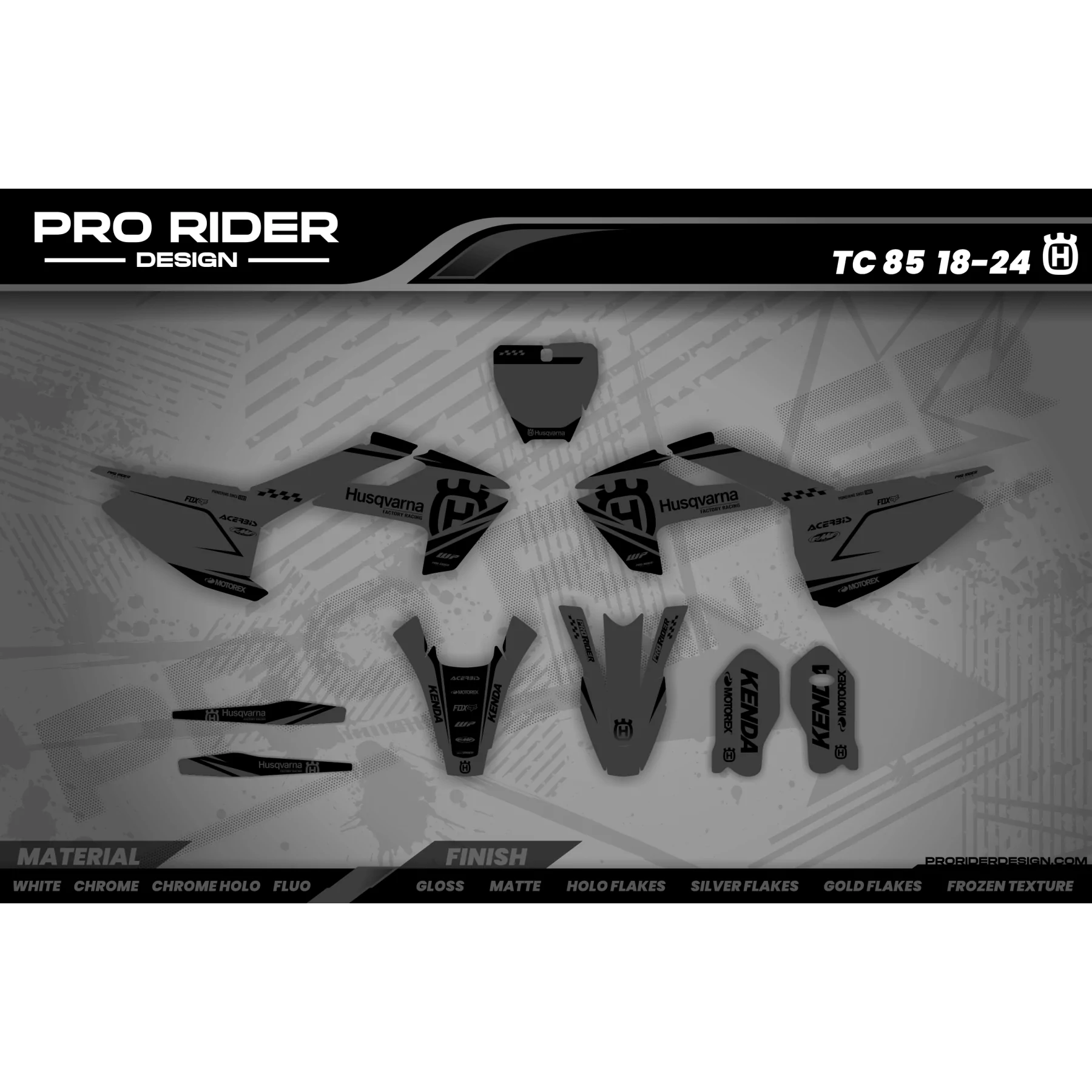 Moto stickerset Stickerset TC-FC-TE-FE... HUSQVARNA | ORIGINE GREY