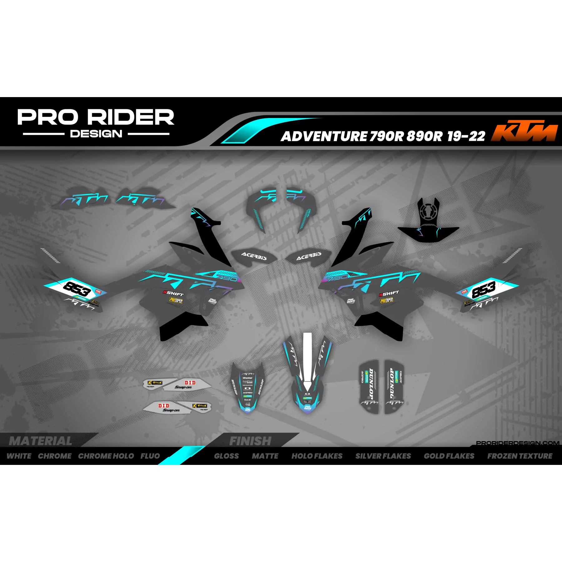 Grafiche moto grafiche Motocross KTM SX SXF EXC | Shadow Edition | Grey teal