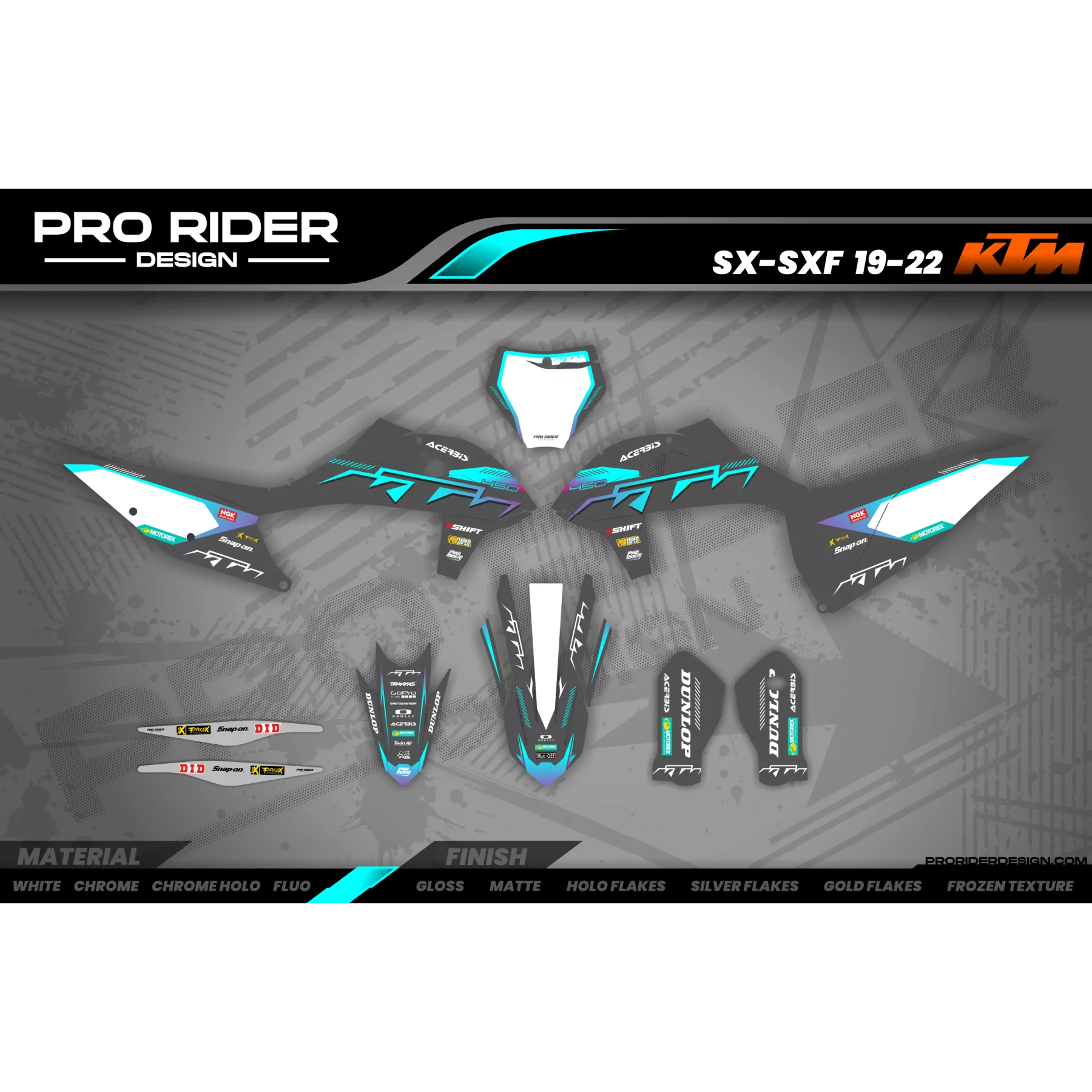 Kit adesivos moto Kit adesivos Motocross KTM SX SXF EXC | Shadow Edition | Grey teal