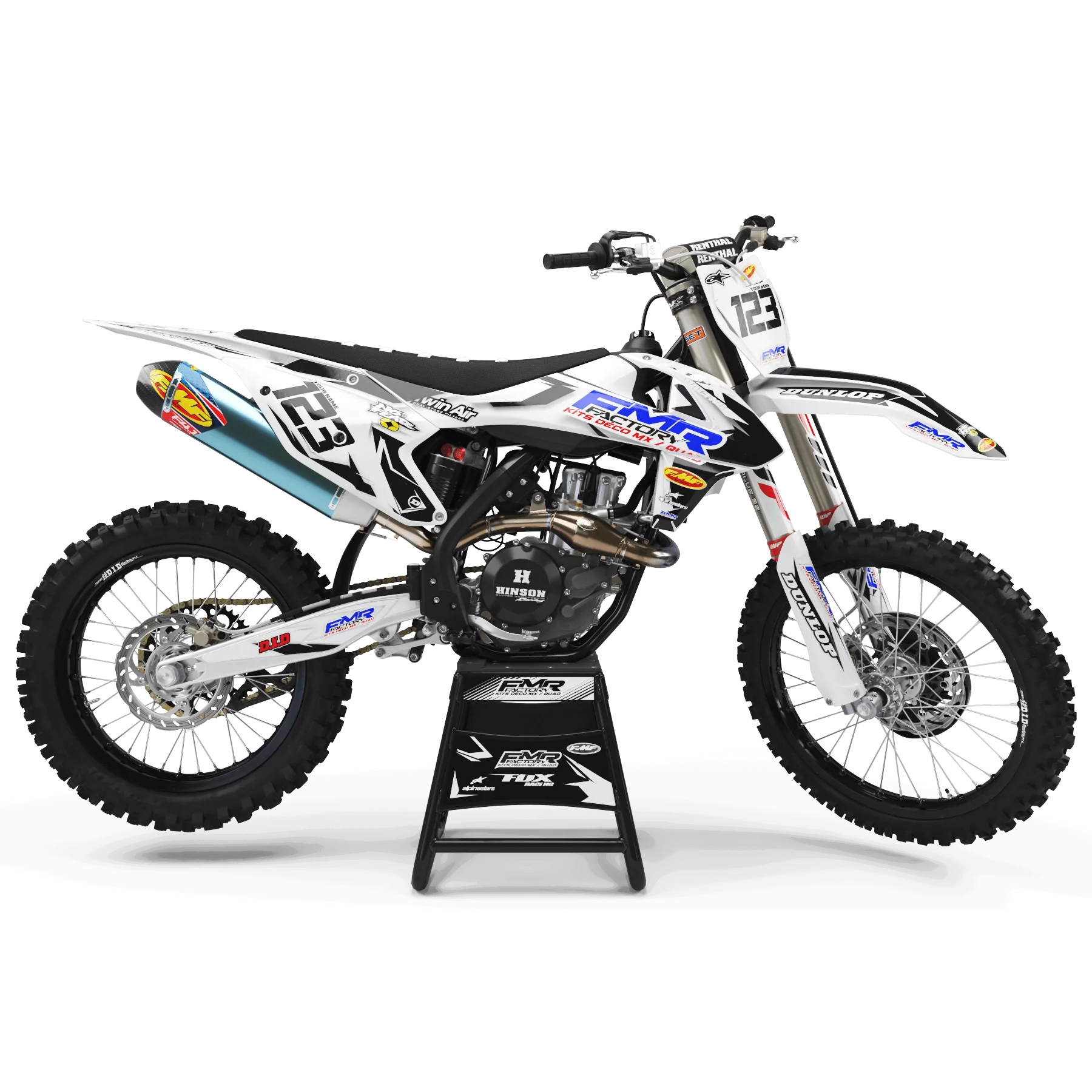 Kit adesivos moto KIT ADESIVOS MOTOCROSS FMR FACTORY branco (ref:prda13wt)