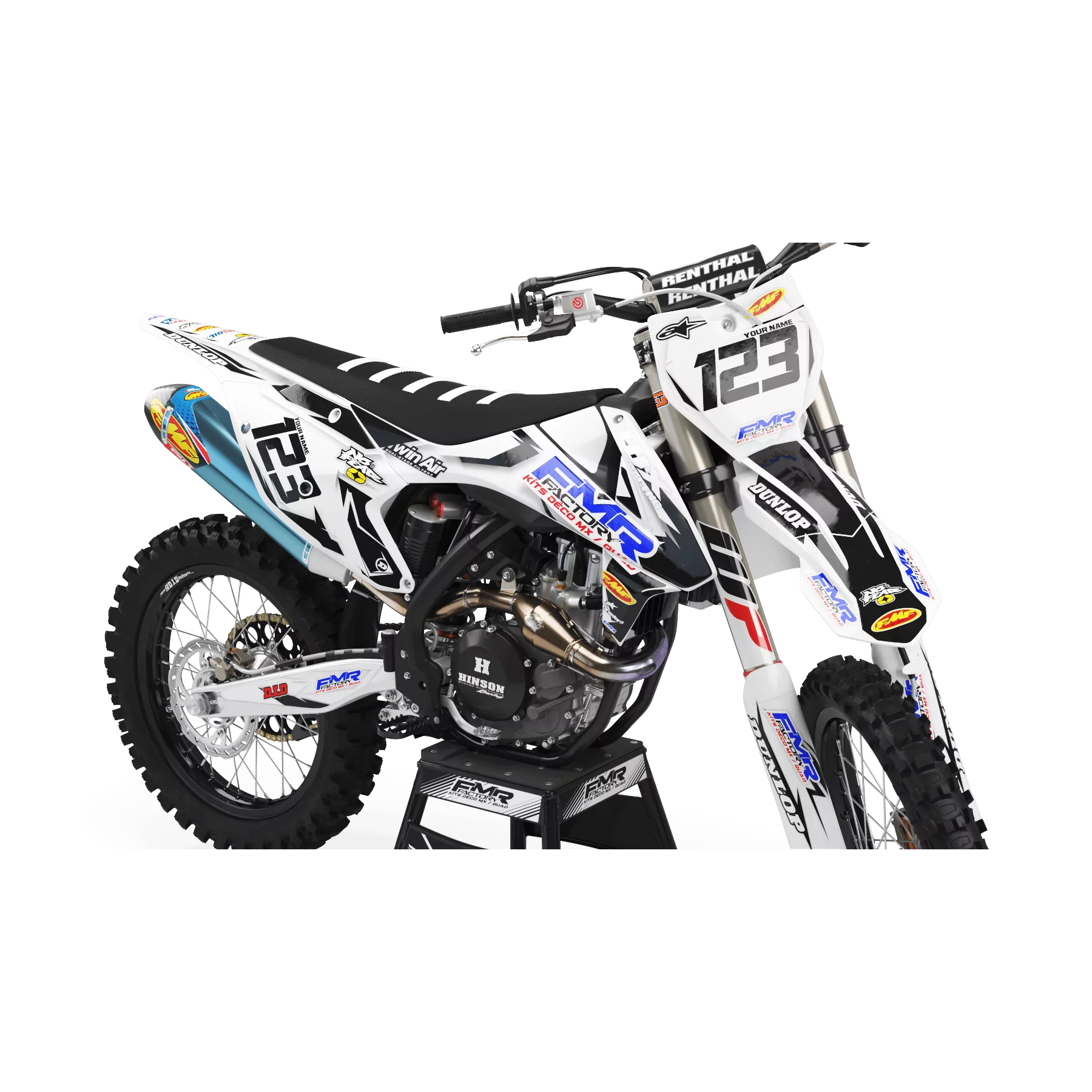 Kit adesivos moto KIT ADESIVOS MOTOCROSS FMR FACTORY branco (ref:prda13wt)