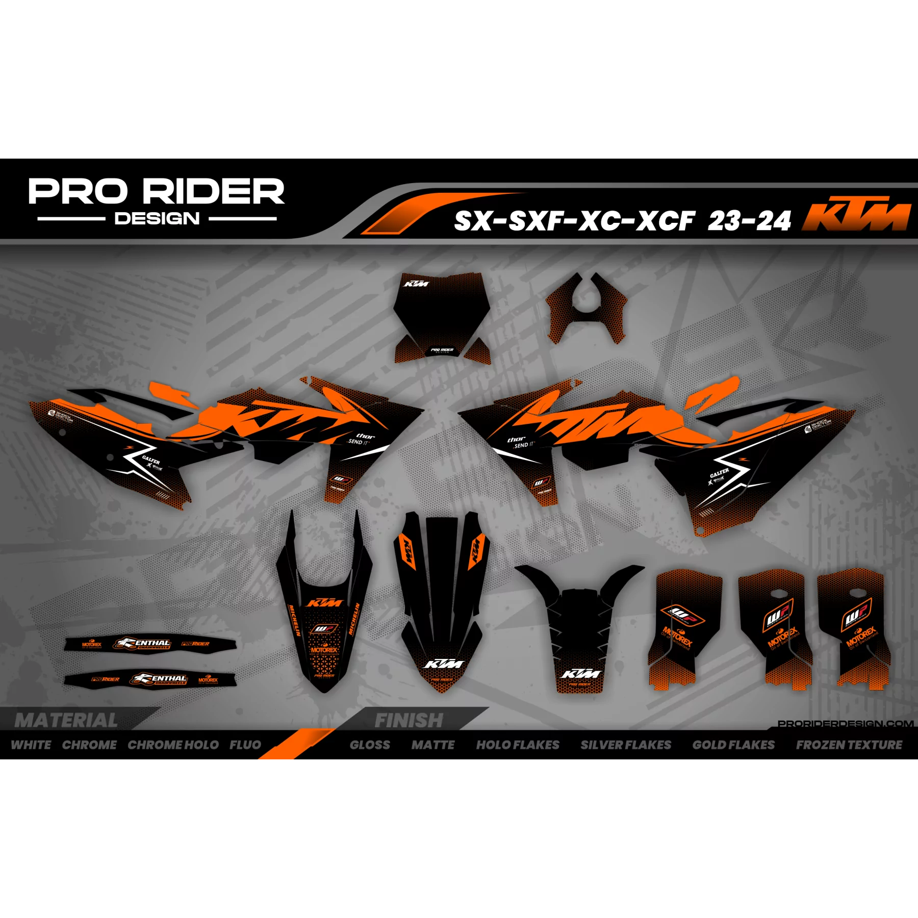 Kit adesivos moto KIT ADESIVOS Motocross KTM PERSO STOK ORANGE