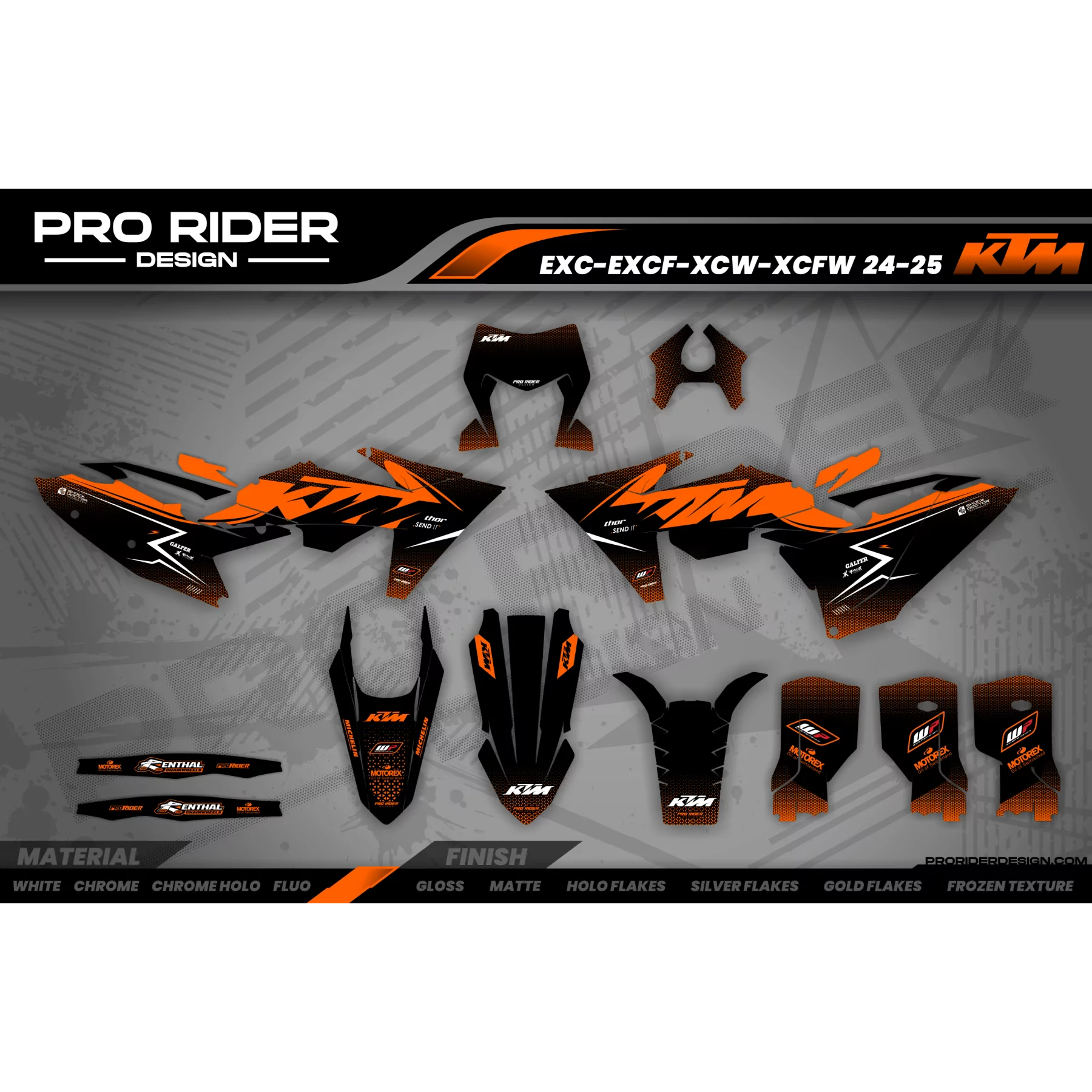 Kit adesivos moto KIT ADESIVOS Motocross KTM PERSO STOK ORANGE
