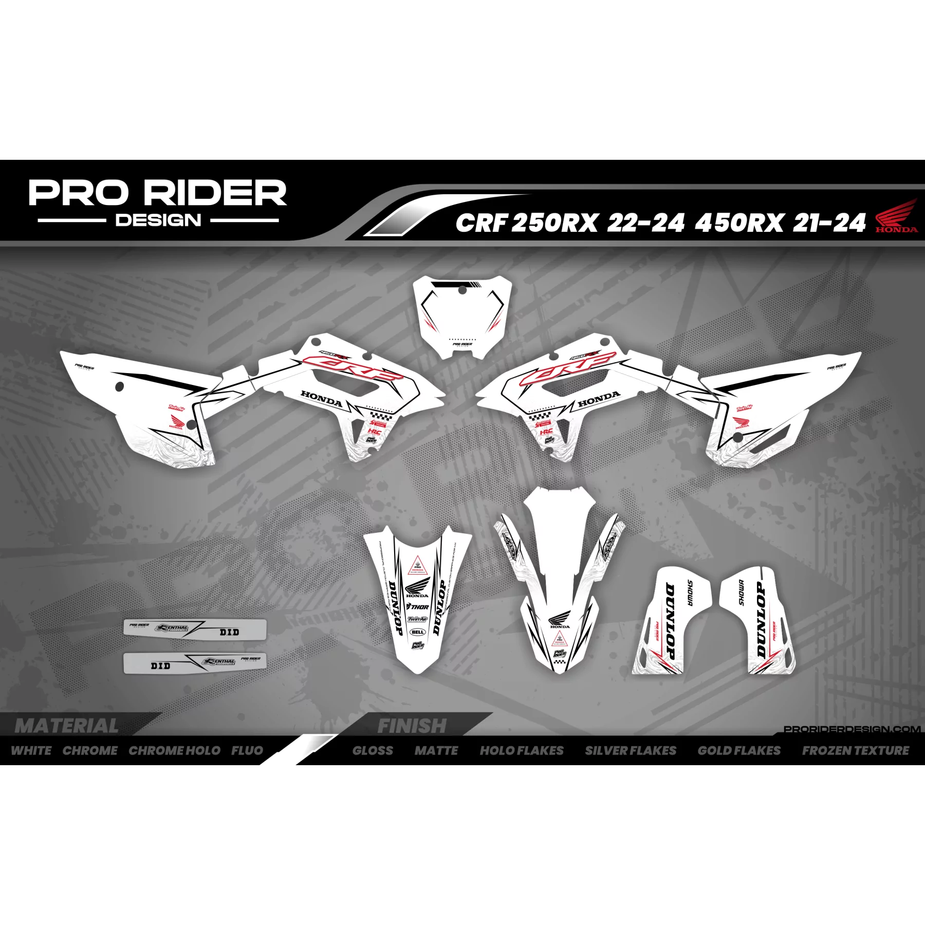 Kit adesivos moto KIT ADESIVOS Motocross HONDA SKYBOUND WHITE
