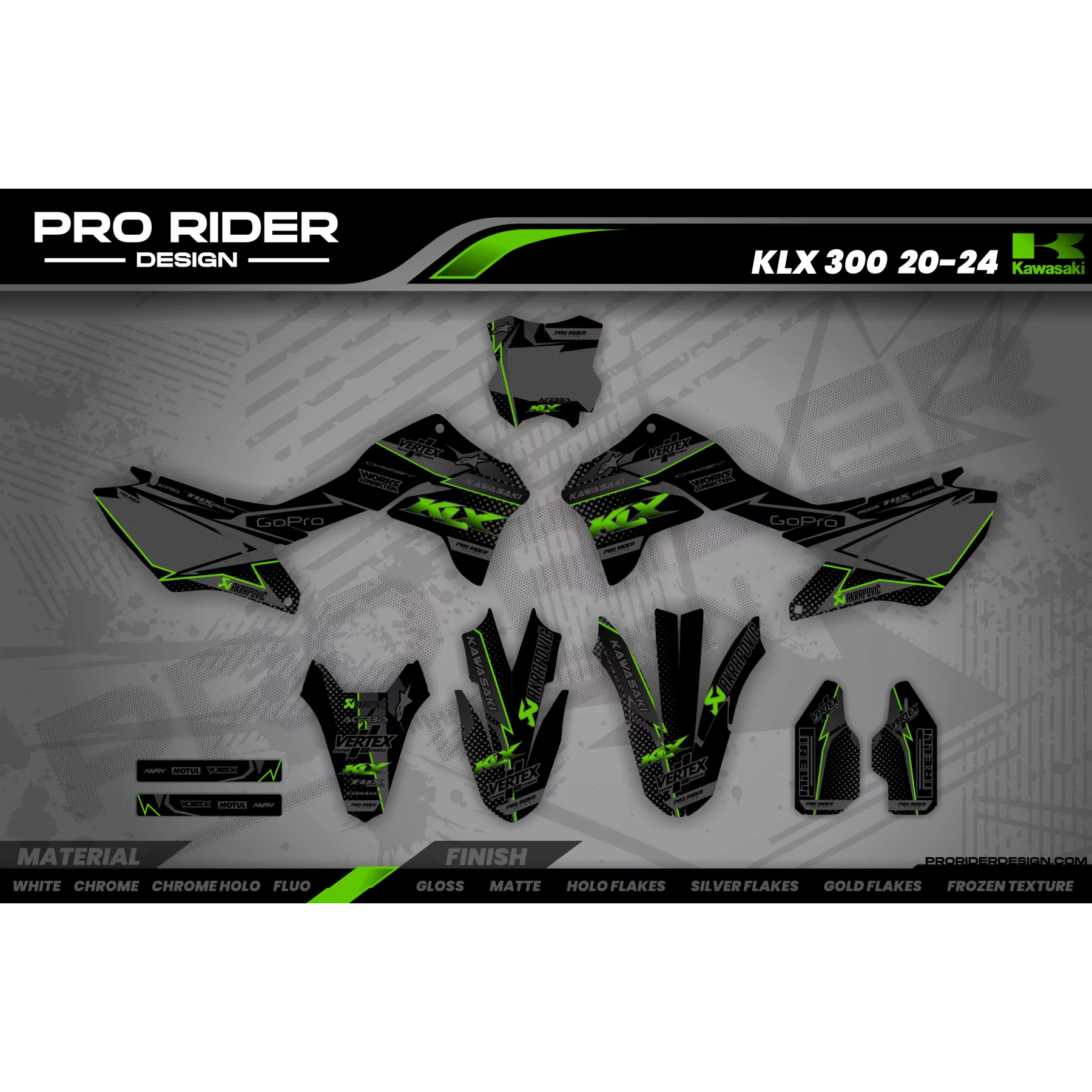 STICKERSET motor Stickerset Motocross KAWASAKI VERTEX (REF:PRDA39B1)