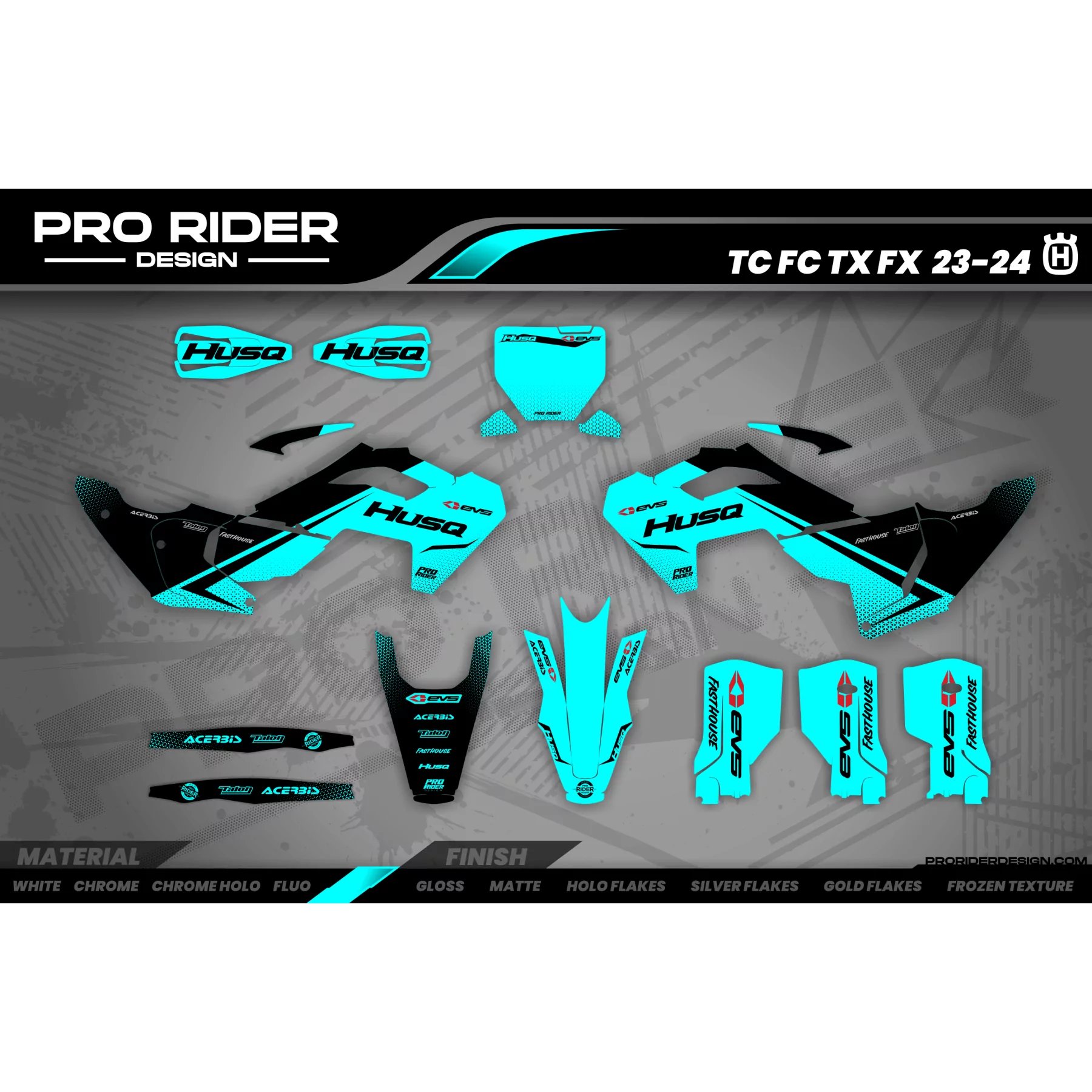 Grafiche moto grafiche Motocross HUSQVARNA EVS TEAL