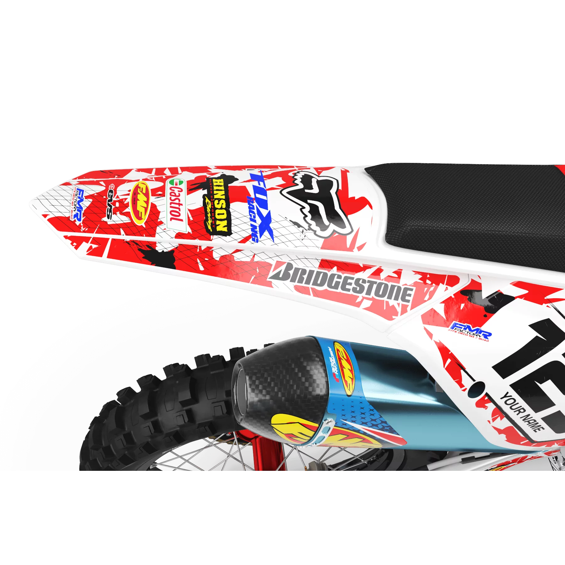 Kit adesivos moto KIT ADESIVOS MOTOCROSS FOX CAMO vermelho (ref:prda9a)