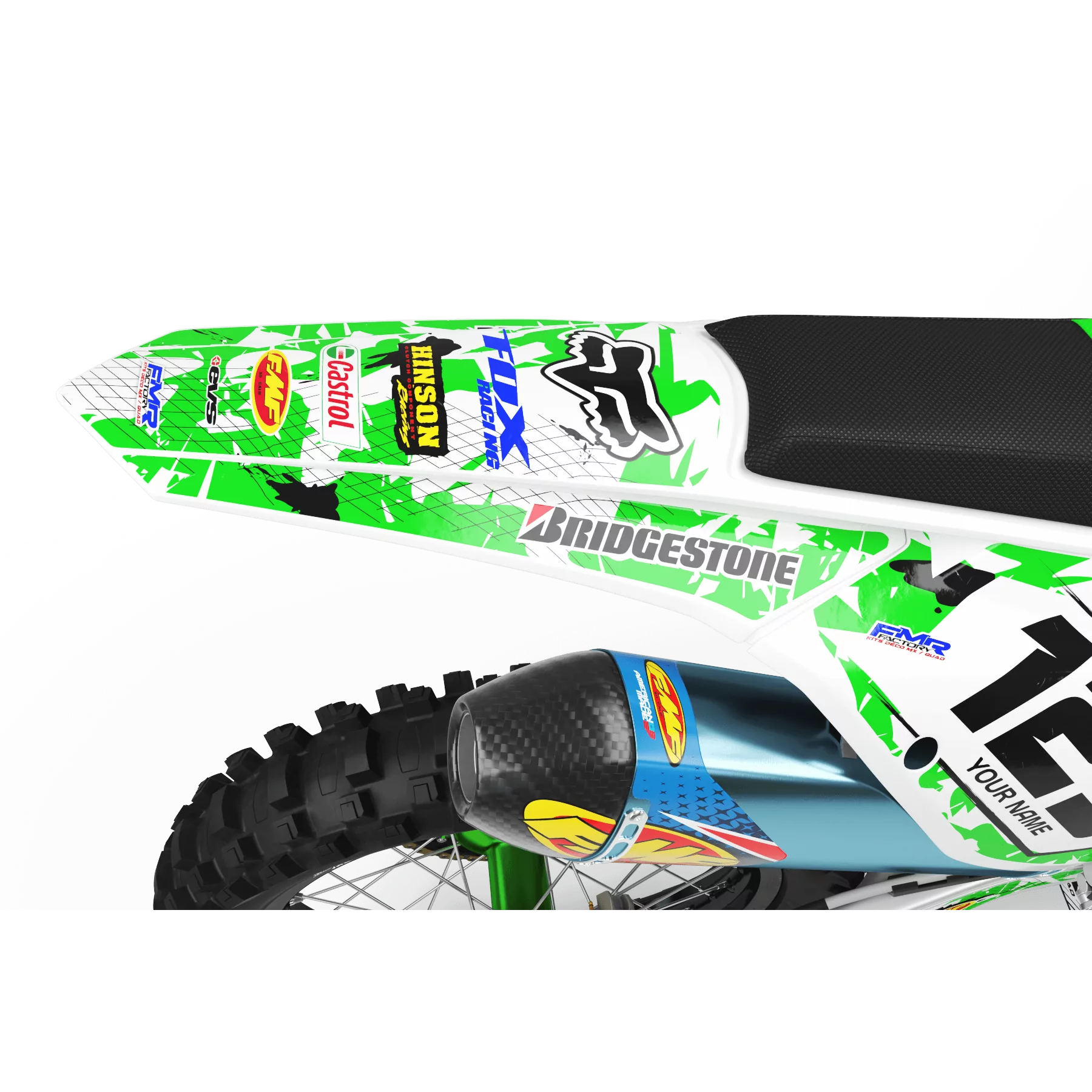 Kit adesivos moto KIT ADESIVOS MOTOCROSS FOX CAMO verde (ref:prda9b)