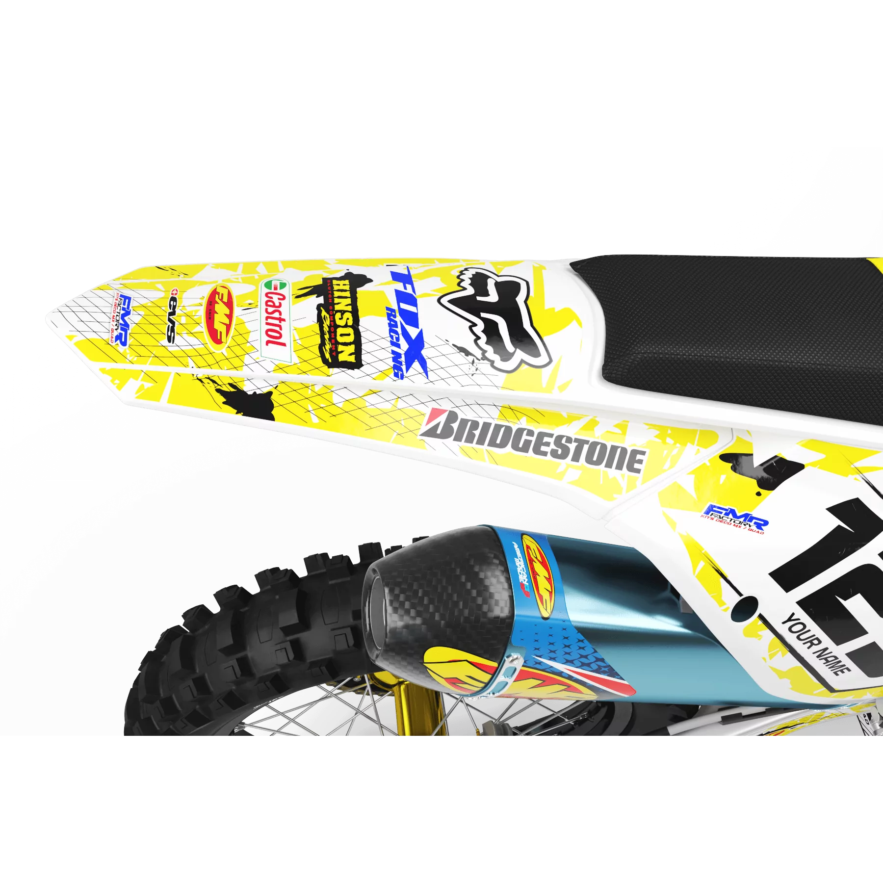 Kit déco moto KIT DECO MOTOCROSS FOX CAMO jaune (ref:prda9d)