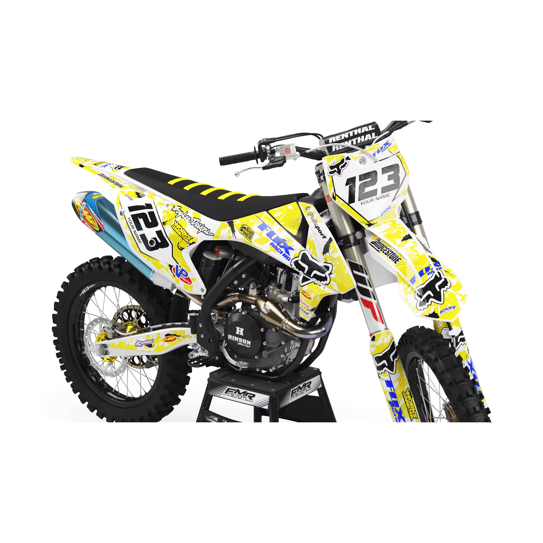 Kit déco moto KIT DECO MOTOCROSS FOX CAMO jaune (ref:prda9d)