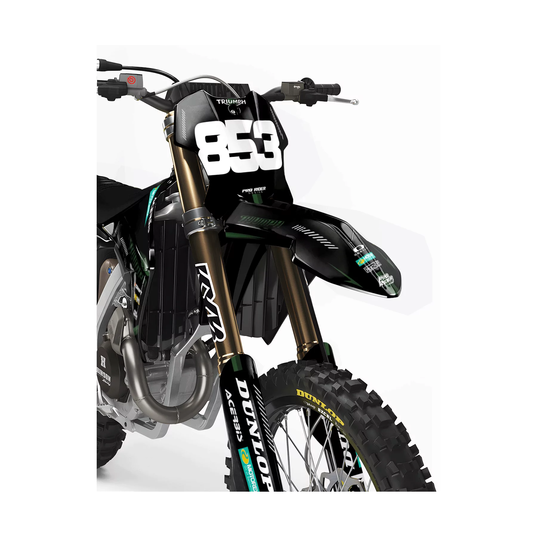 Kit adesivos moto Kit adesivos motocross TRIUMPH Royal Edition | BLACK GREEN LINES