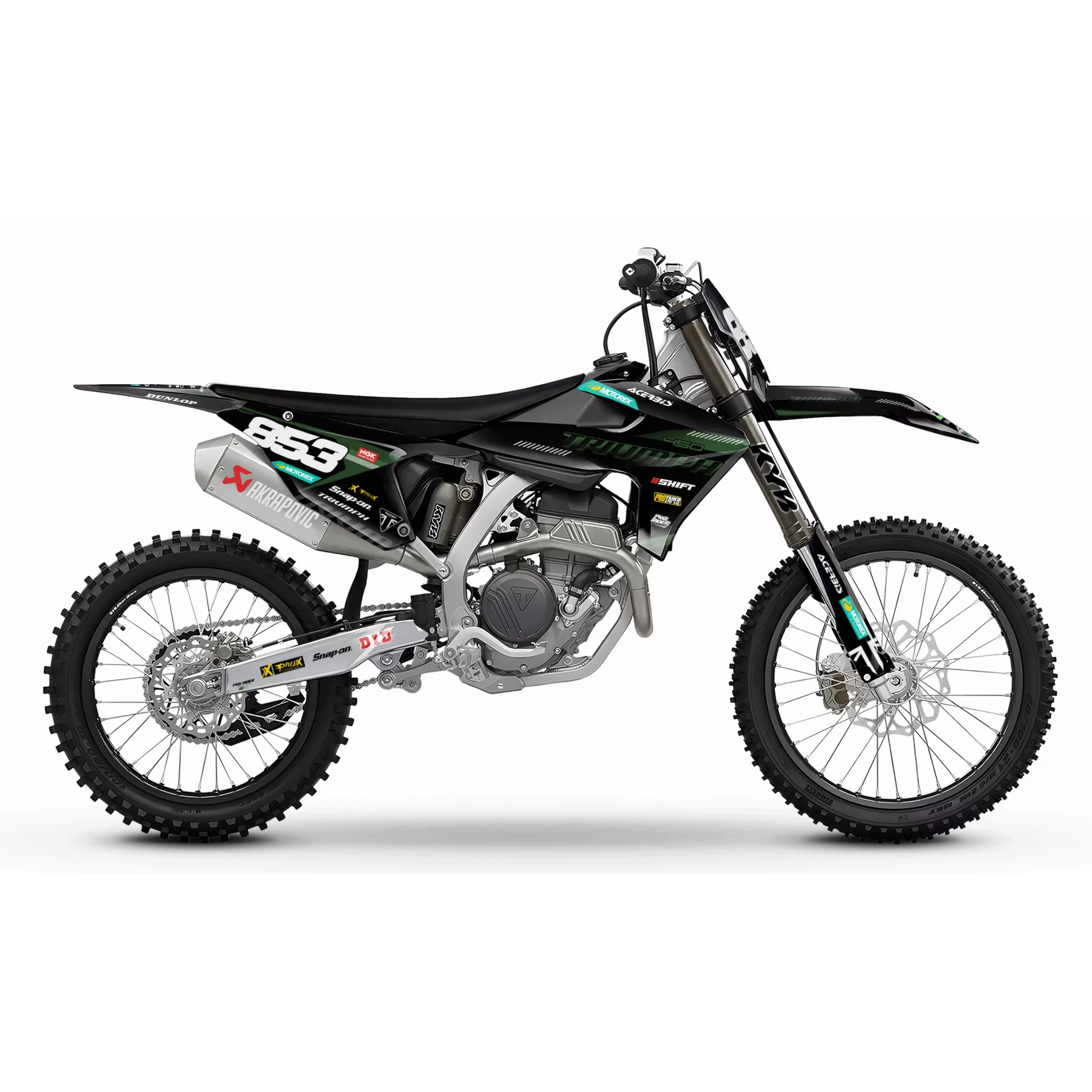 Kit déco moto kit déco motocross triumph Royal Edition | BLACK GREEN LINES