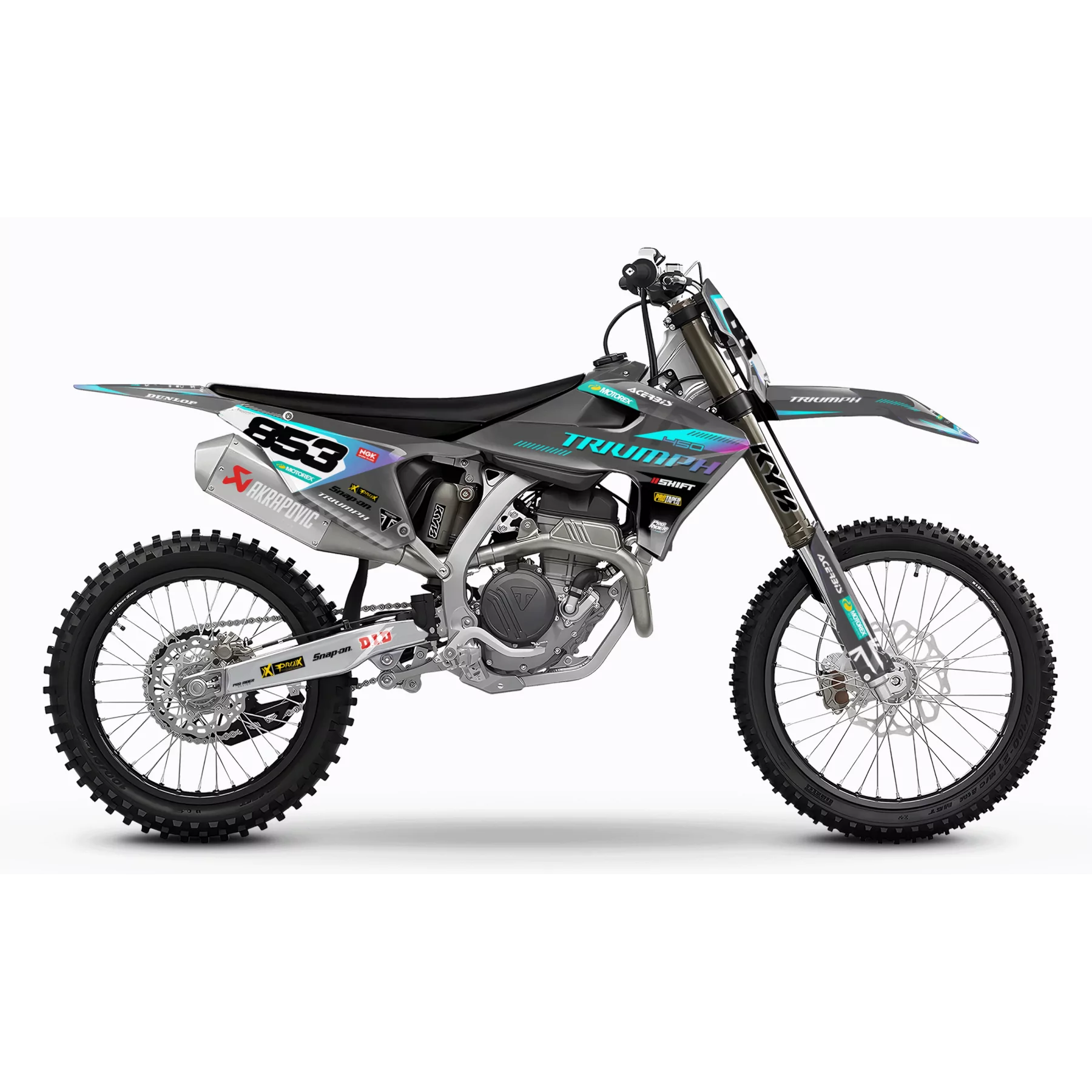 Stickerset moto Stickerset motocross TRIUMPH Royal Edition | TEAL GRADIENT LINES