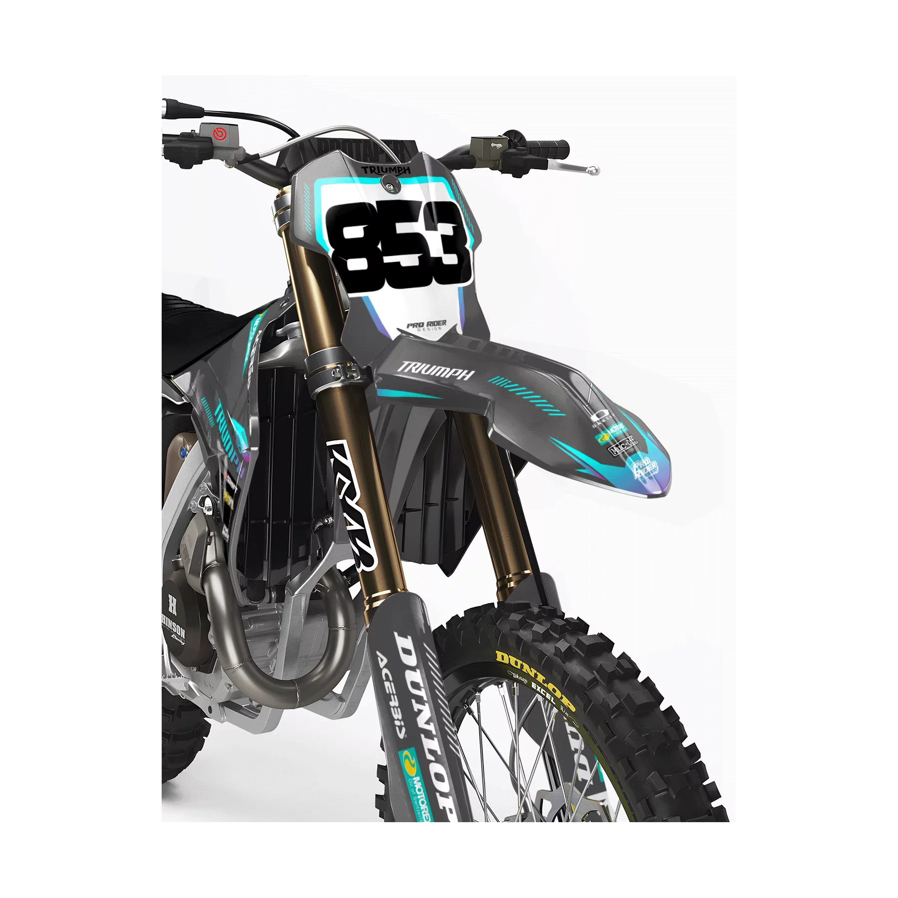 Motorrad-Dekor Motocross-Dekor TRIUMPH Royal Edition | TEAL GRADIENT LINES