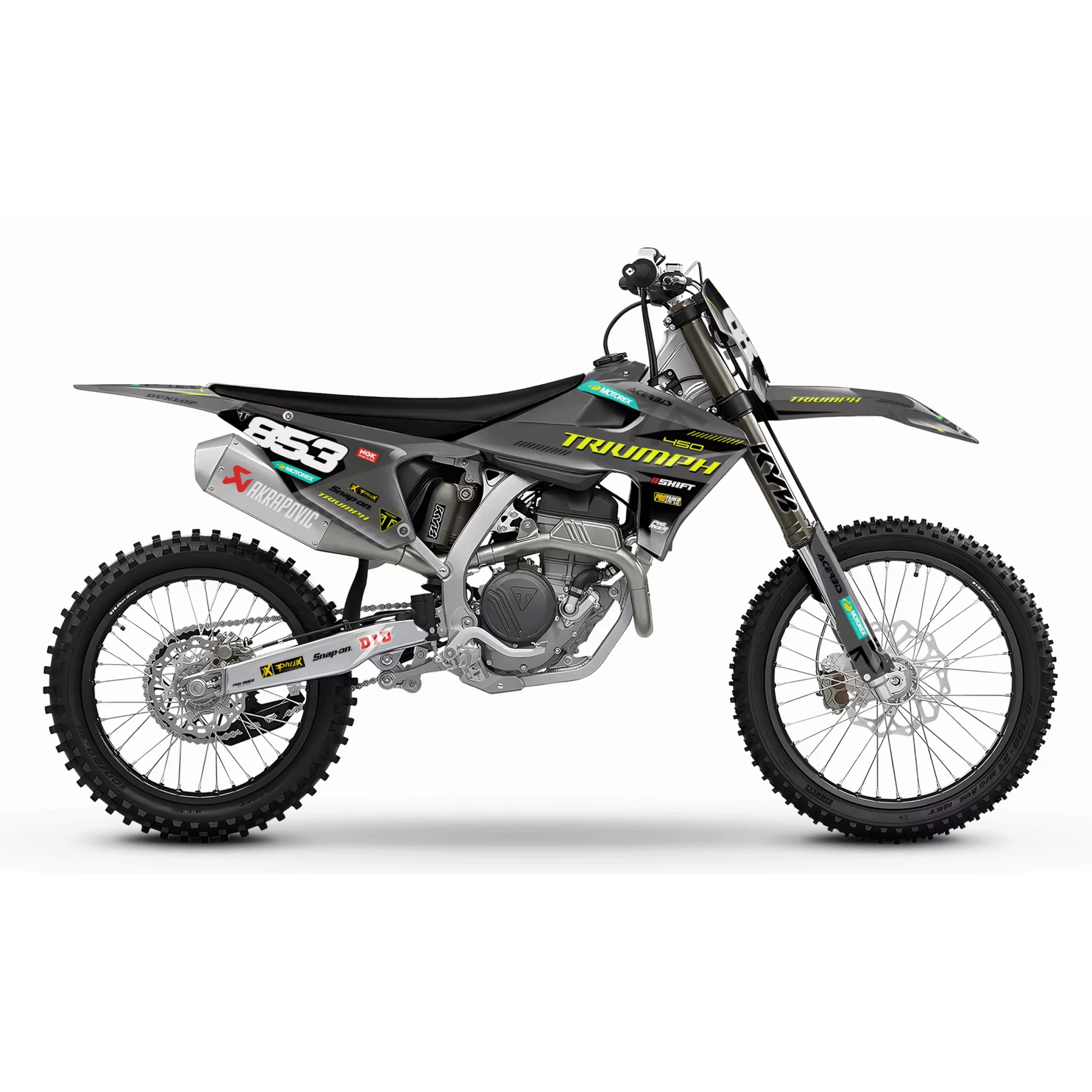 Kit adhesivos moto Kit adhesivos motocross TRIUMPH Royal Edition | NEON GREY LINES
